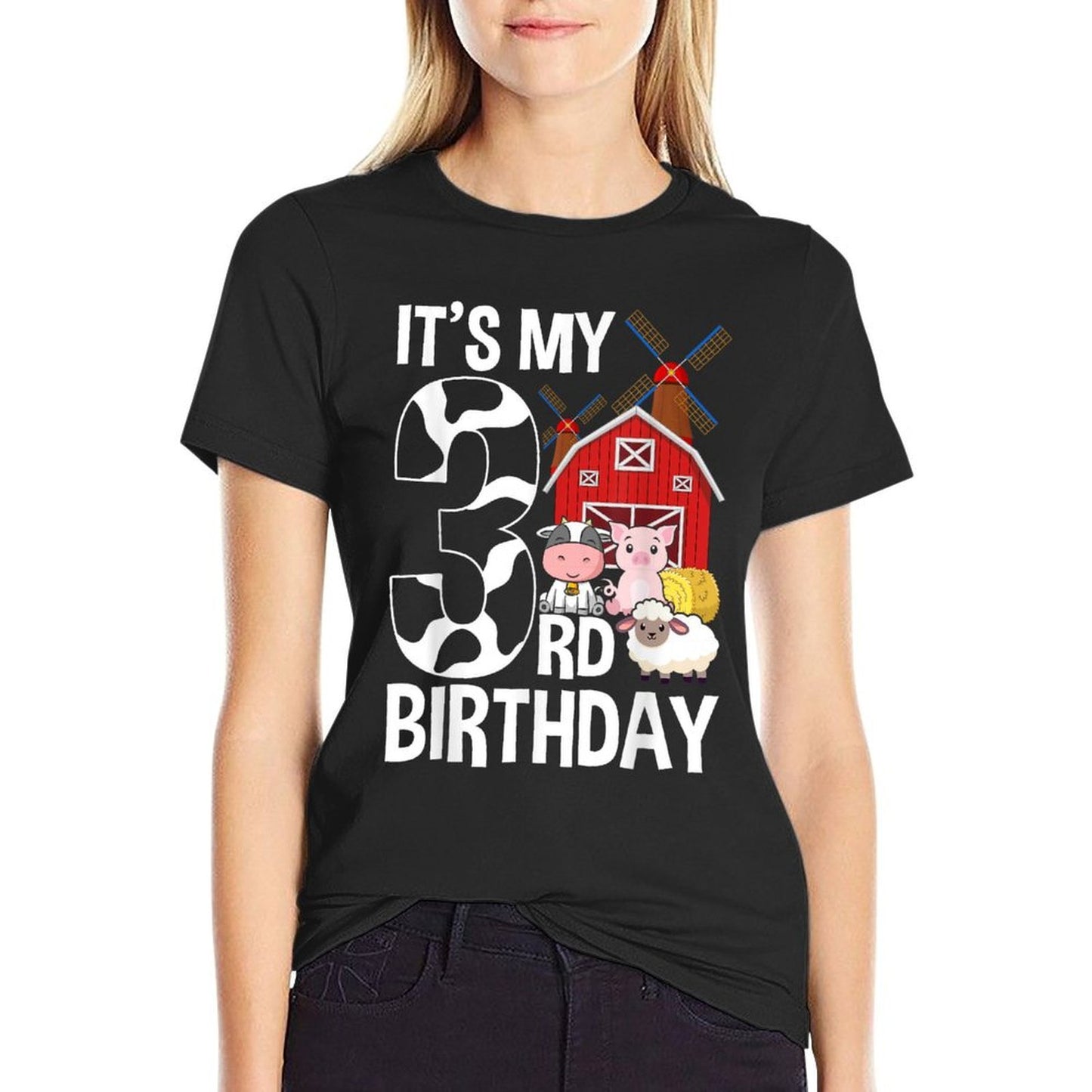 Farm Animals 3 Year Old It's My 3rd Birthday Party Easy-care T-Shirt