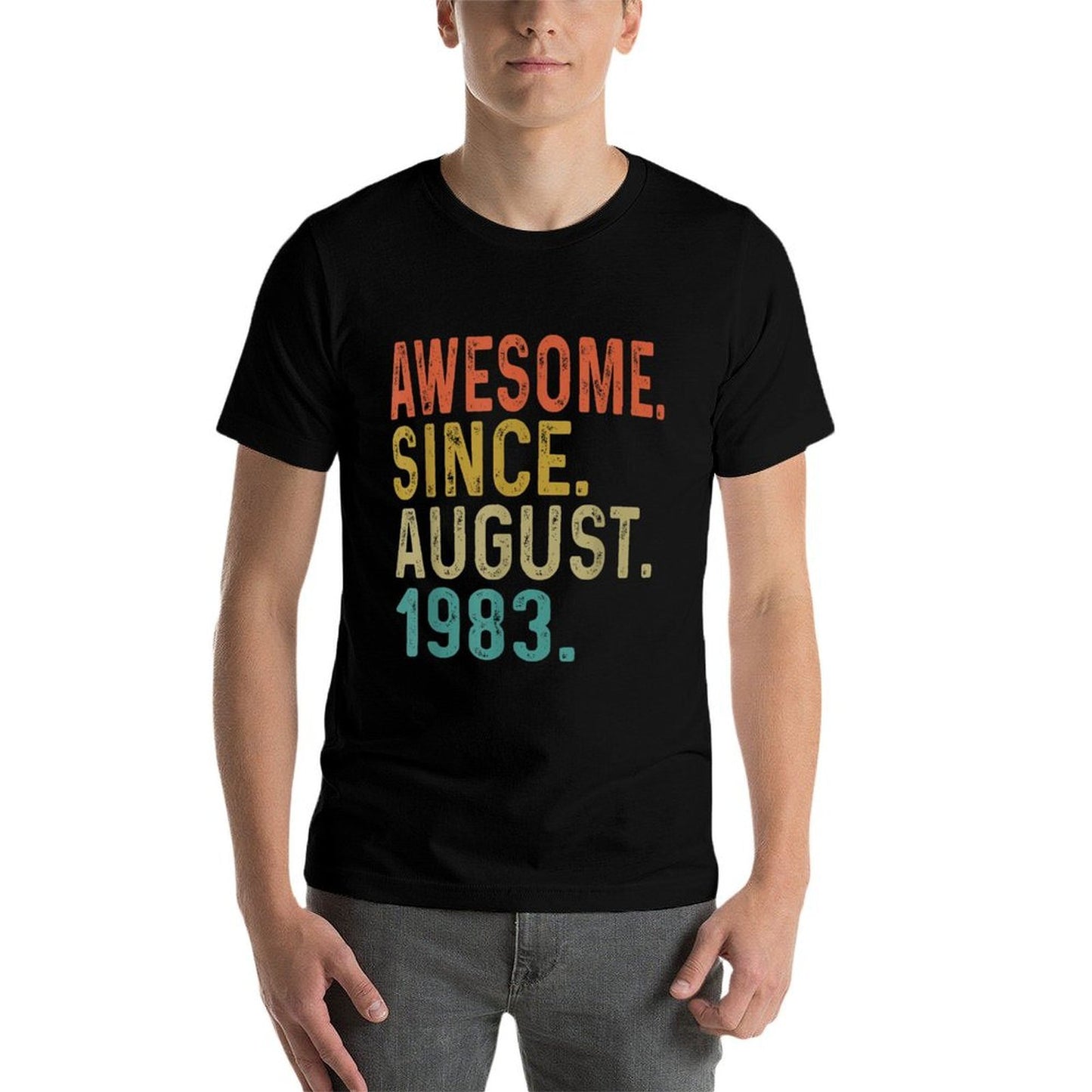 40 Year Old Awesome Since August 1983 Gifts 40th Birthday Heathered Texture T-Shirt