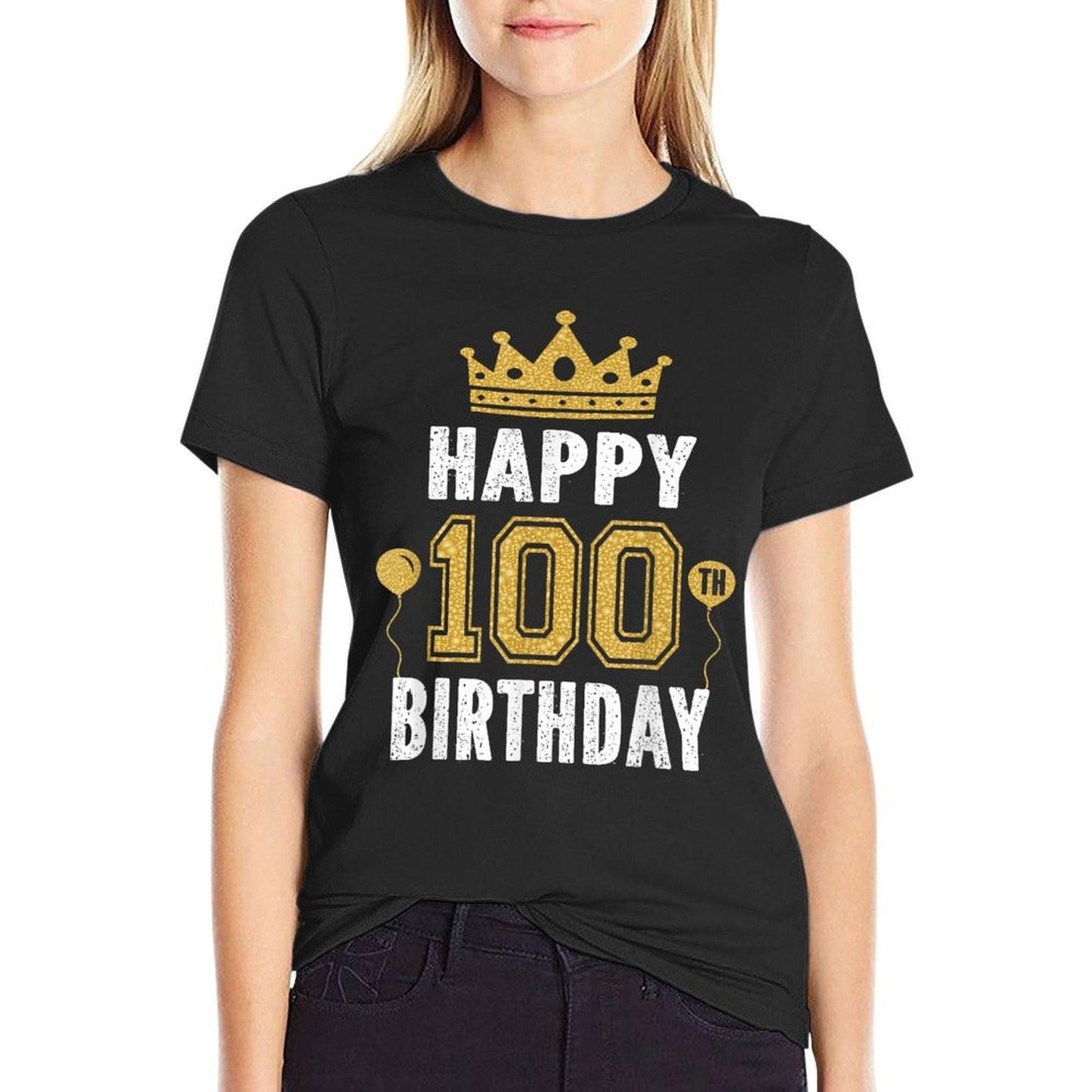 Happy 100th Birthday Idea For 100 Years Old Man And Woman Heathered Texture T-Shirt