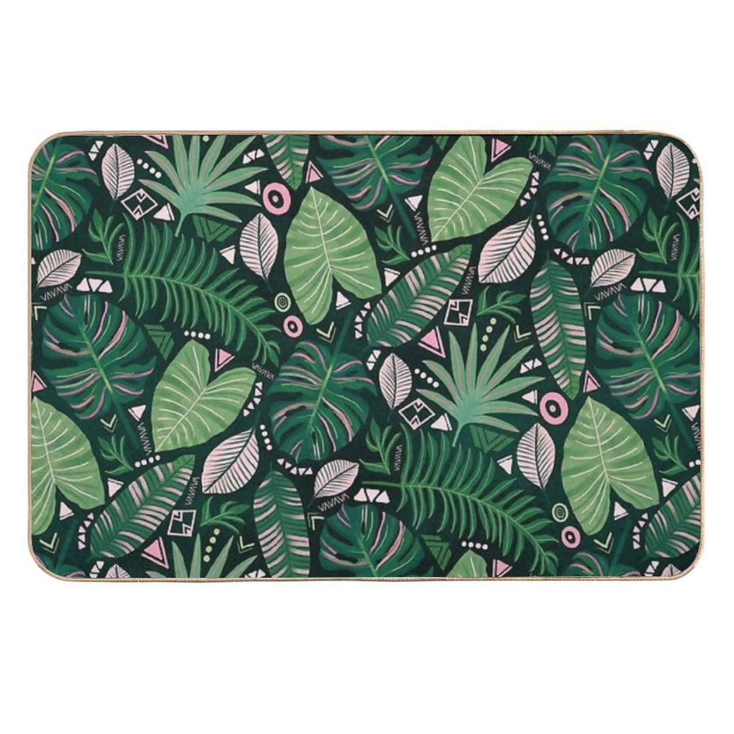 Aztec Jungle Leaves Slip-Resistant Bath Mat