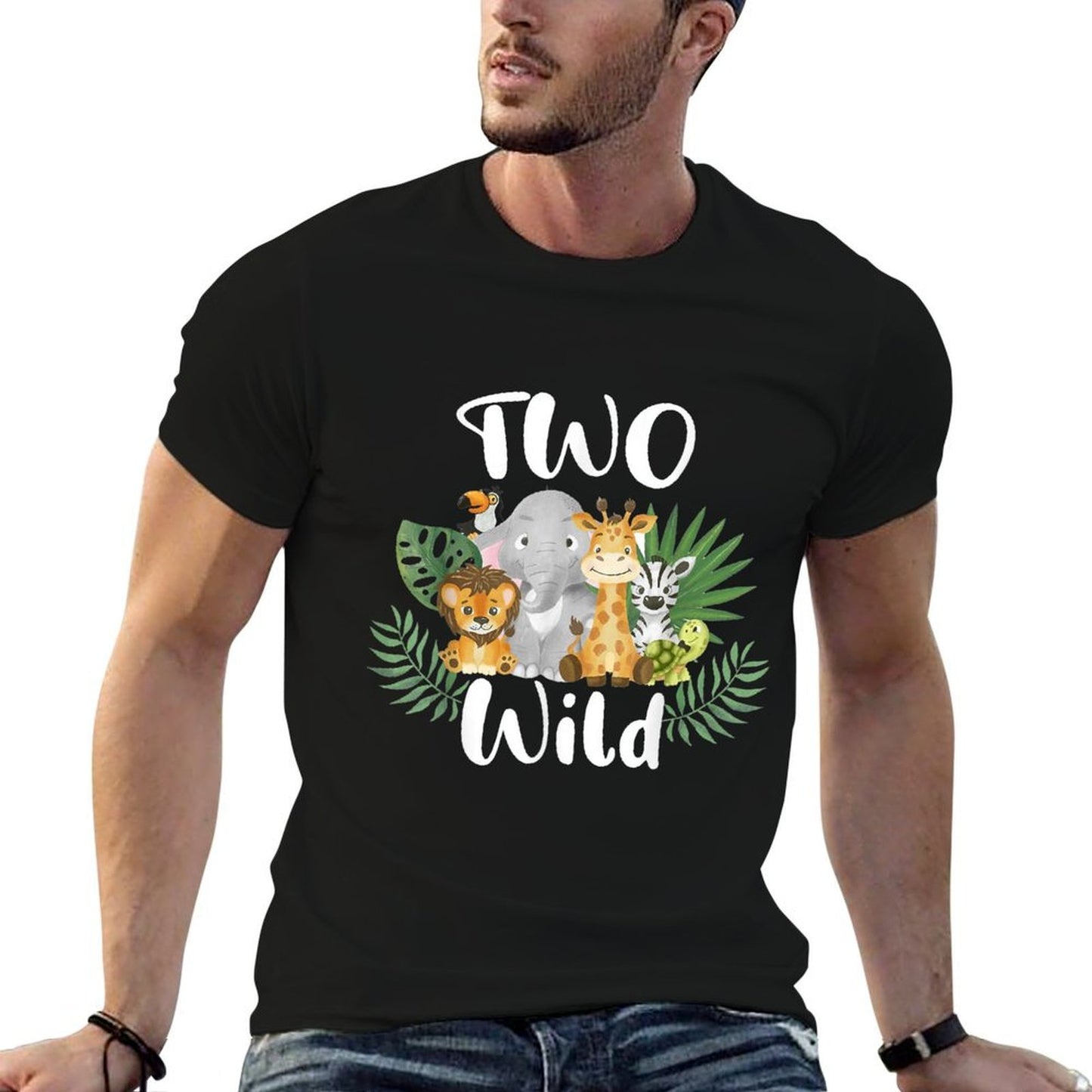Kids Two Wild 2nd Birthday Boy Funny Zoo Animals Son Toddler Fade-proof Color T-Shirt