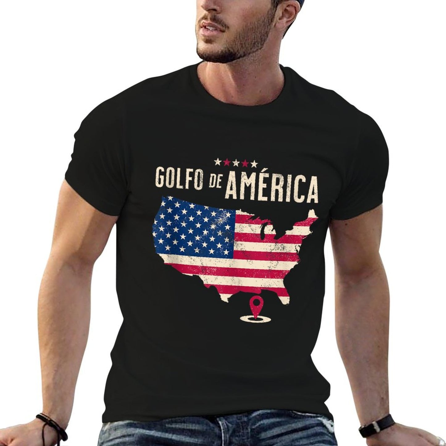 Gulf of US America Golfo De America Spanish Language Fade-proof Color T-Shirt