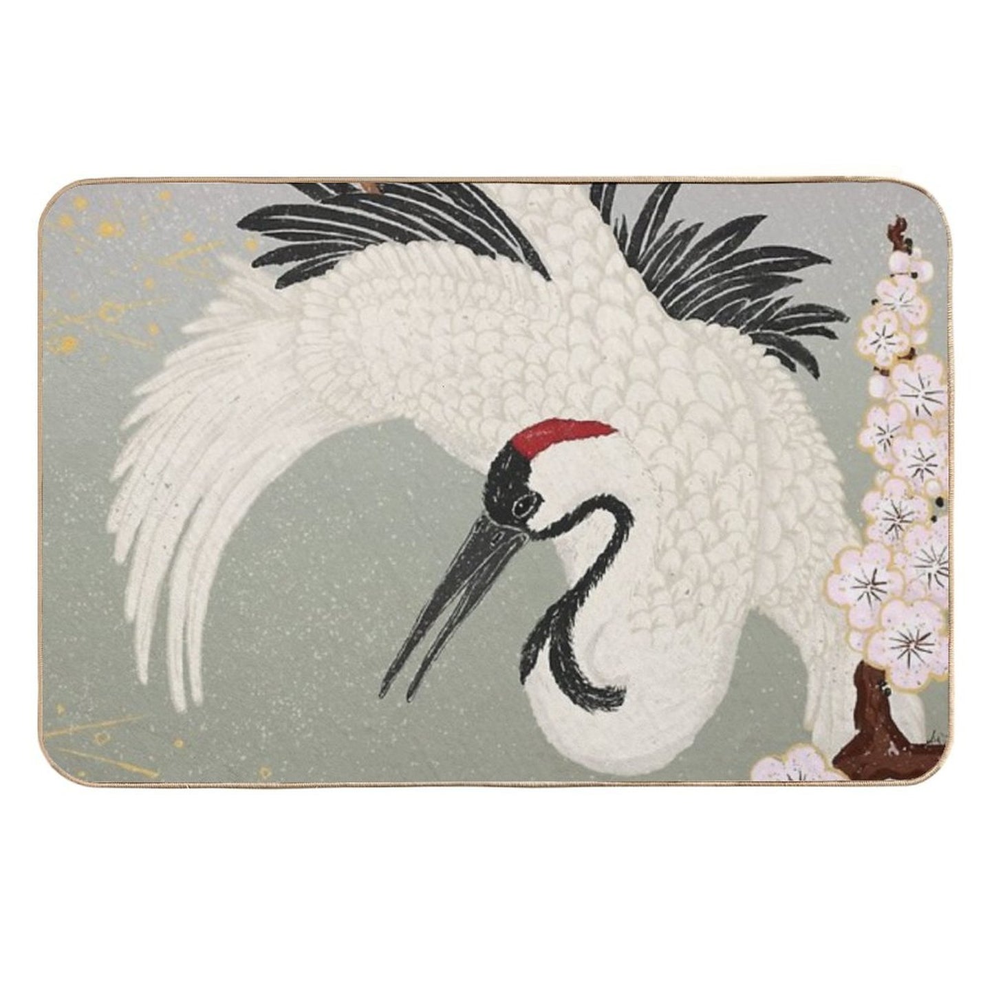 Japanese Crane Slip-Resistant Bath Mat