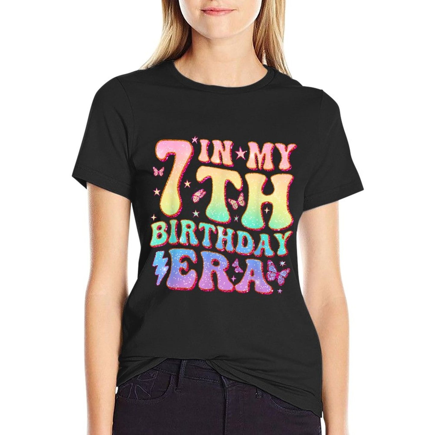 In My 7th Birthday Era Seven Bday 7 Year Old Birthday Girl Breathable T-Shirt