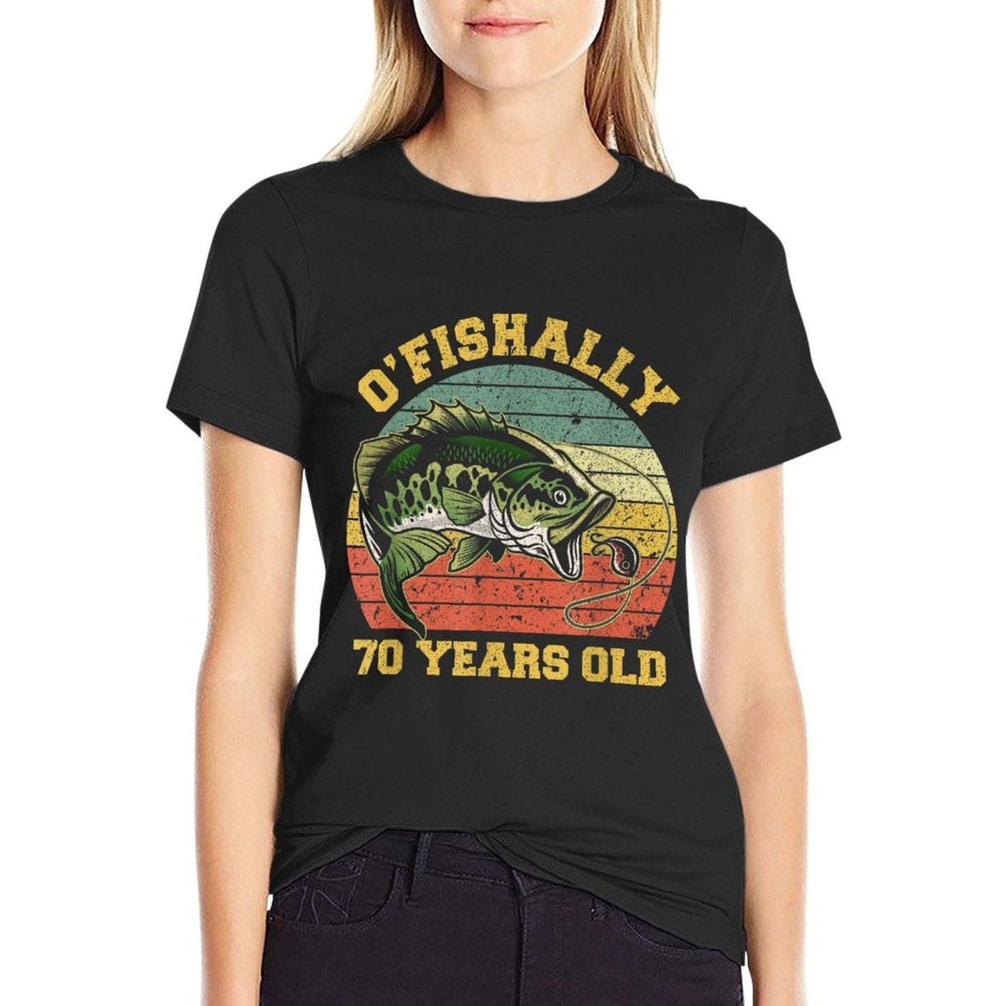 O'Fishally 70 Years Old Fishing Birthday Theme Party 70th Cotton T-Shirt