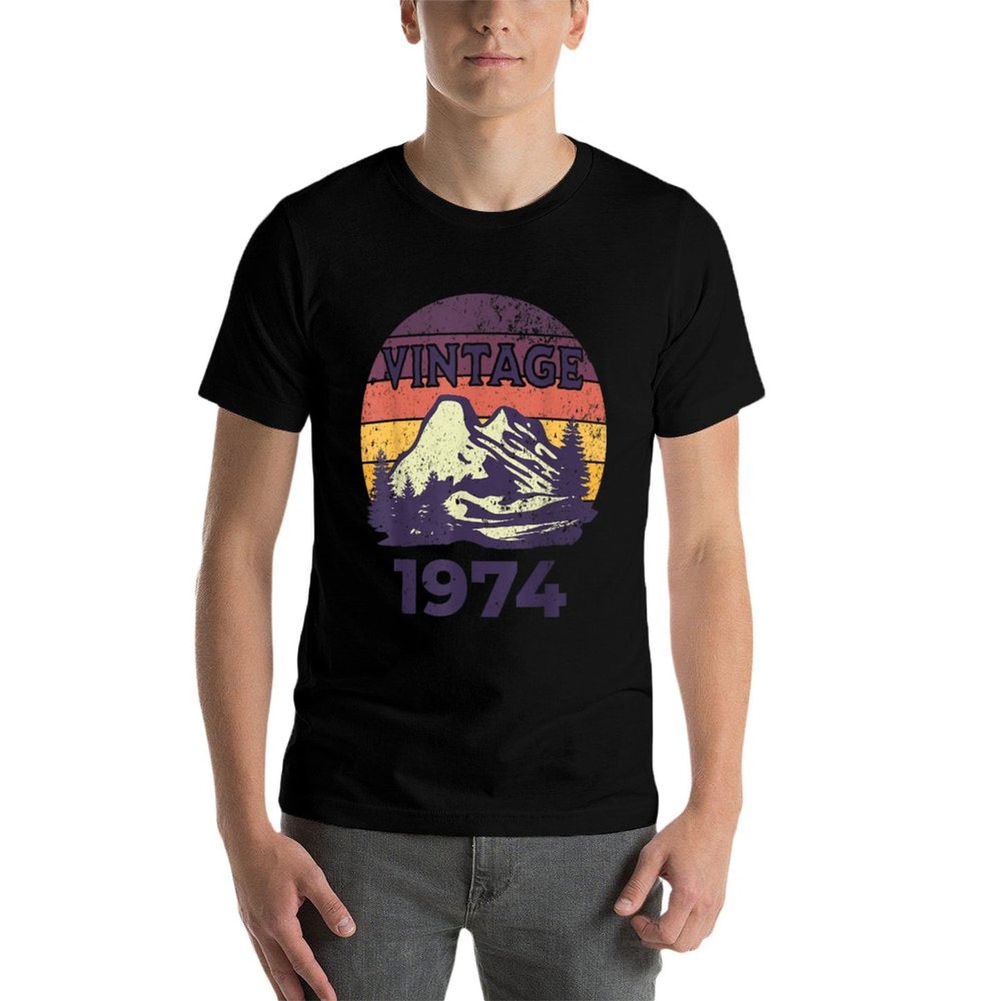 50 Year Old Gifts Vintage 1974 Limited Edition 50th Birthday Ribbed Collar T-Shirt