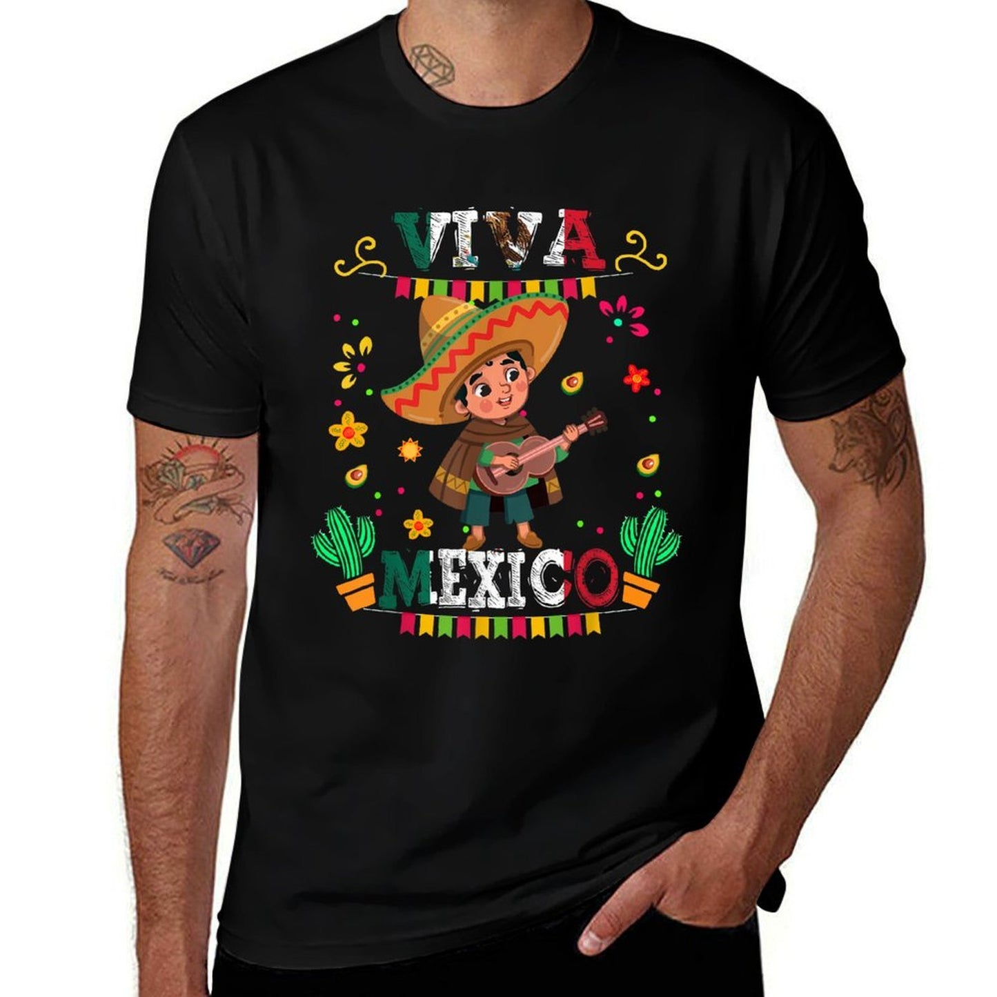 Viva Mexico Mexican Poncho Boy Independence Day Flag Toddler Tagless Design T-Shirt