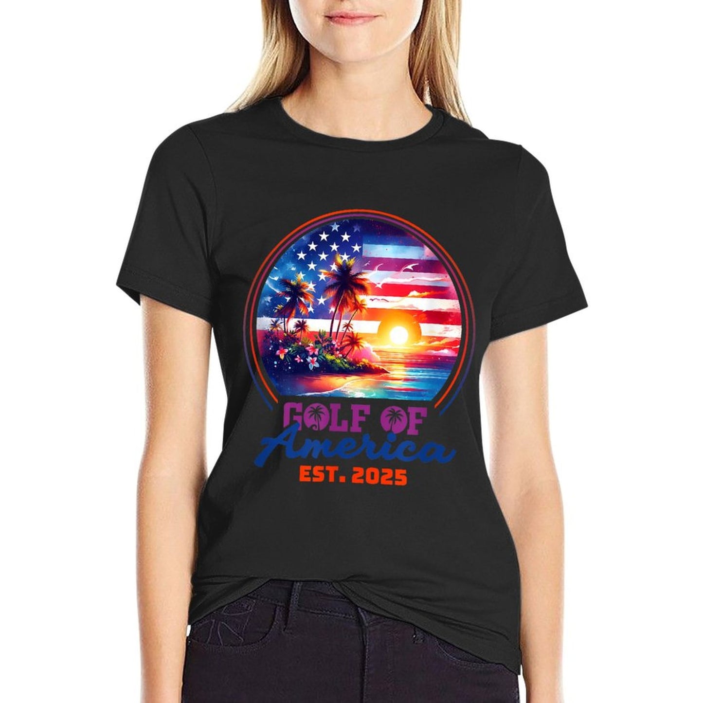 Funny USA America Shirt Gulf Of Us America Est 2025 Polyester Blend T-Shirt