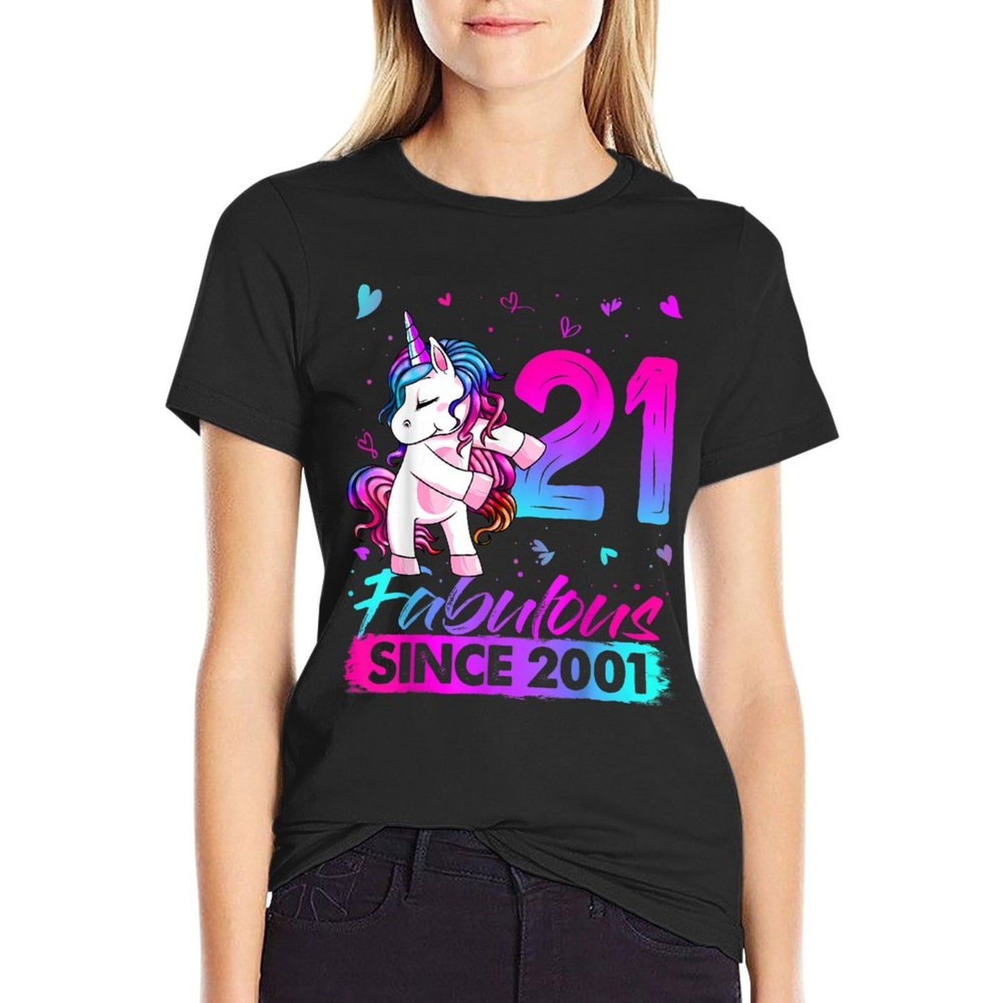 21 Years Old Unicorn Flossing 21st Birthday Unicorn Party Polyester Blend T-Shirt