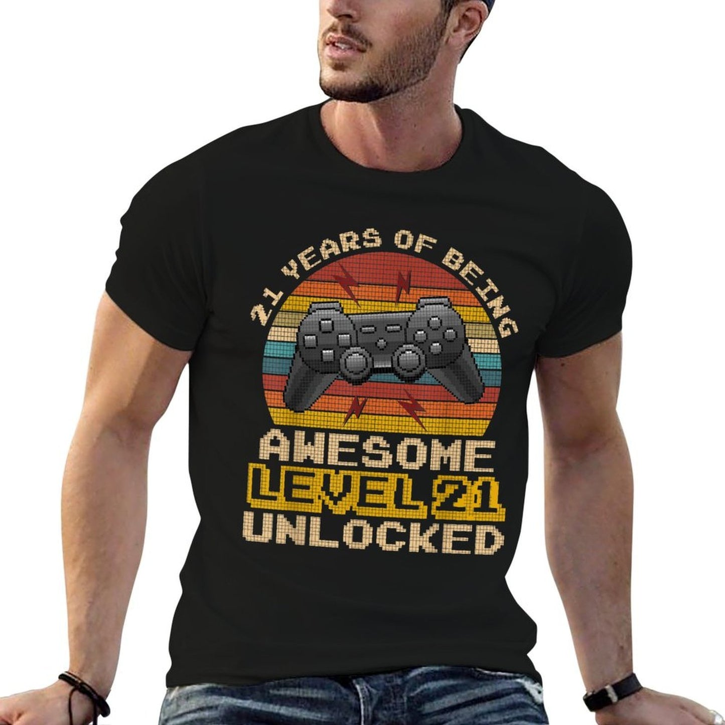 Level 21 Unlocked Funny Video Gamer 21st Birthday Polyester Blend T-Shirt