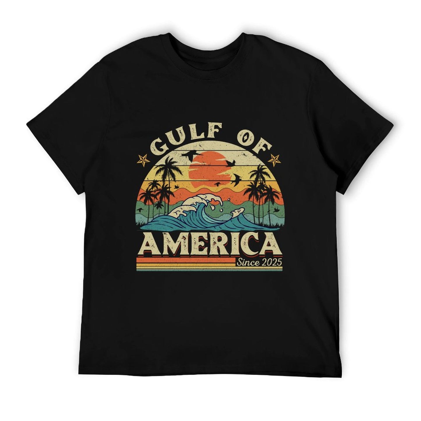 Gulf of USA America Funny Vintage USA Flag Summer-ready Fabric T-Shirt