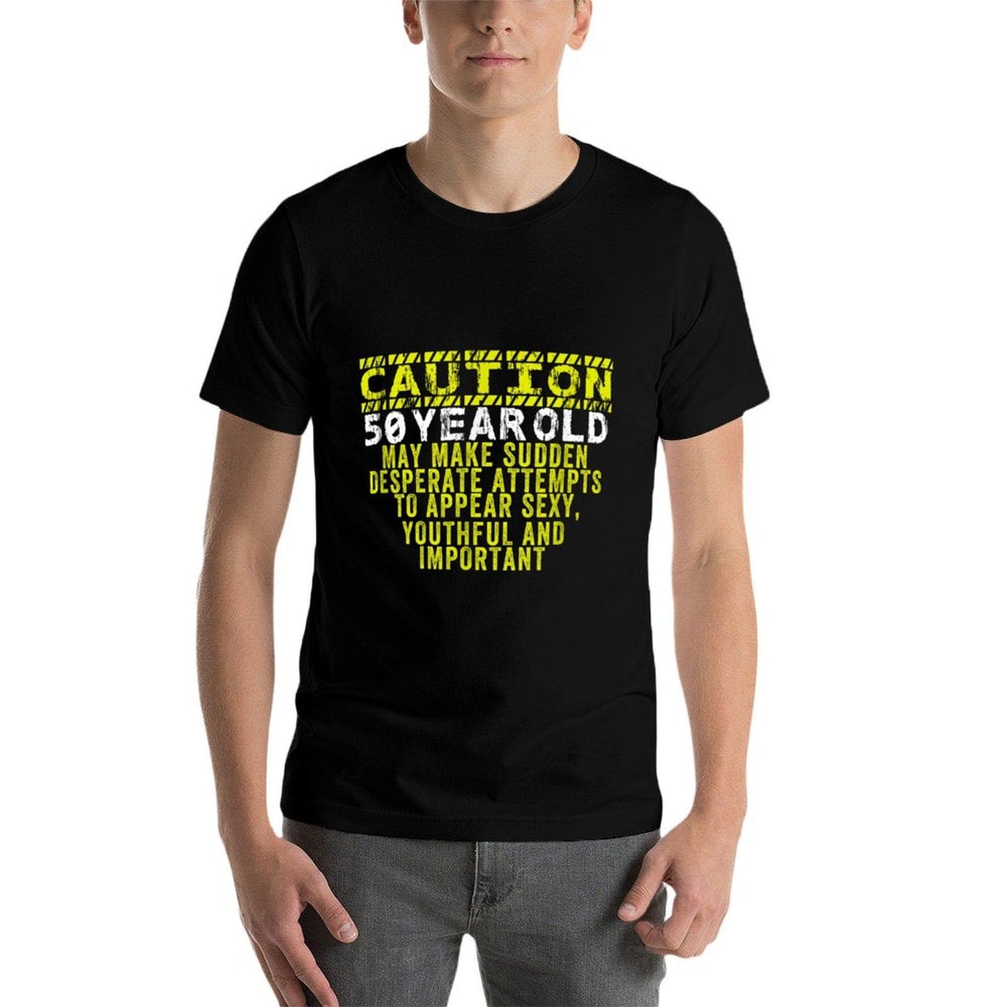 Caution 50 Year Old Birthday Funny Gag 50th Bday Joke Saying Relaxed-fit T-Shirt