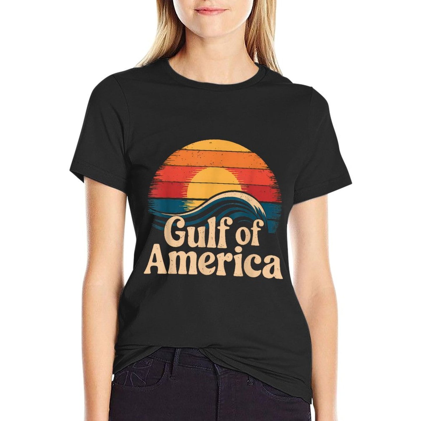 Gulf Of USA America Gift Men Women Flag Beach Comfortable T-Shirt
