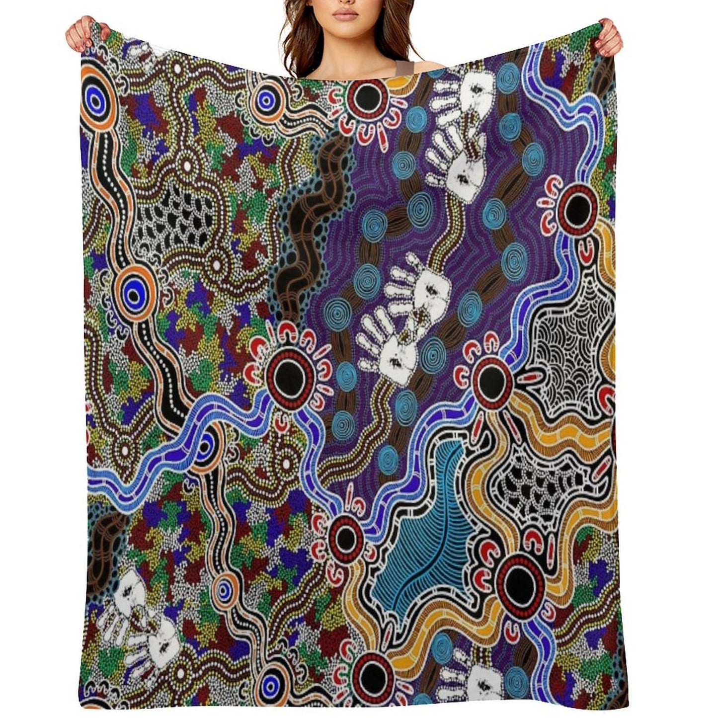 Authentic Aboriginal Art - Discovering Your Dreams Shrink-resistant Throw Blanket