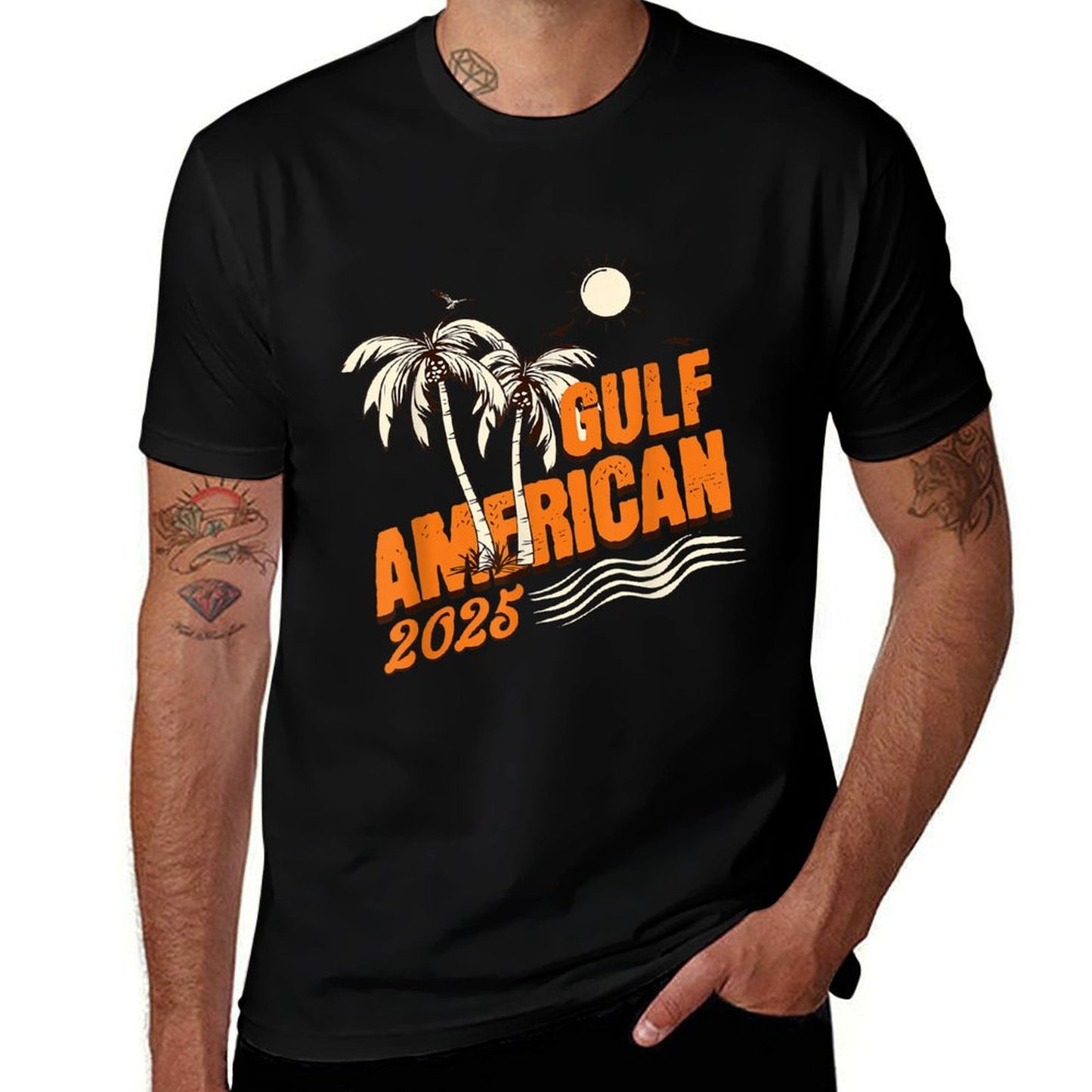 Retro Vintage Gulf Of US American Flag America 2025 Durable T-Shirt