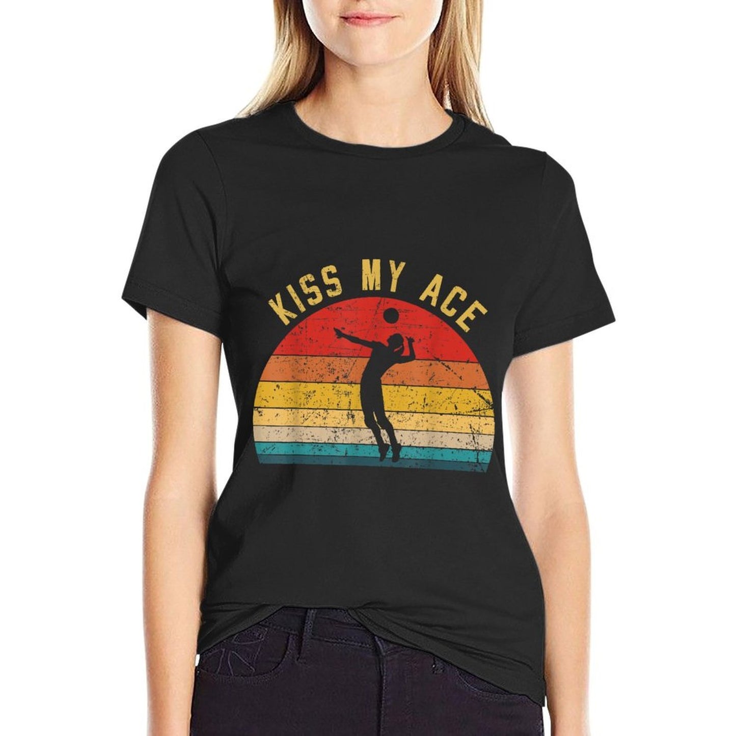 Volleyball Kiss My Ace Volleyball-Player Coach Gift Idea Summer-ready Fabric T-Shirt