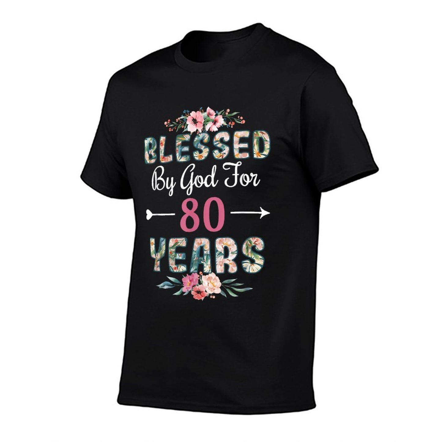 80th Birthday Man Woman Blessed by God for 80 Years High-quality Stitching T-Shirt