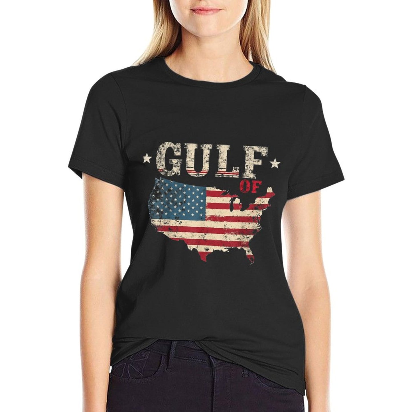 Gulf of USA America Funny USA Flag Vintage Retro Mens Womens Trendy Pattern T-Shirt