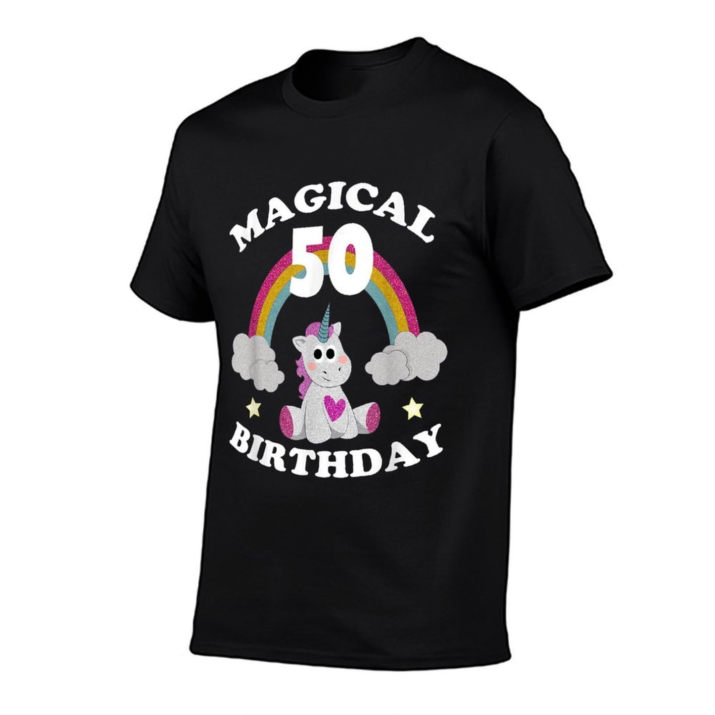 50th Birthday Magical Unicorn Birthday Rainbow Summer-ready Fabric T-Shirt