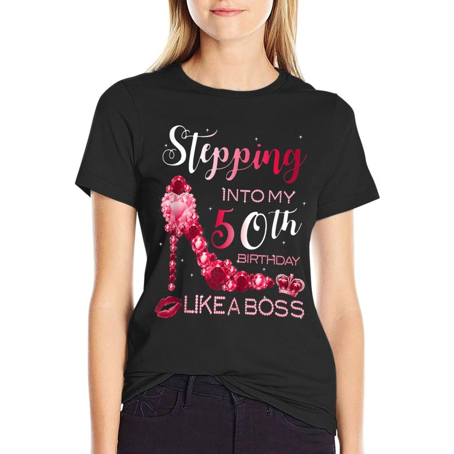 50th Birthday Womens Ruby Birthstone July Gift Vintage-inspired T-Shirt