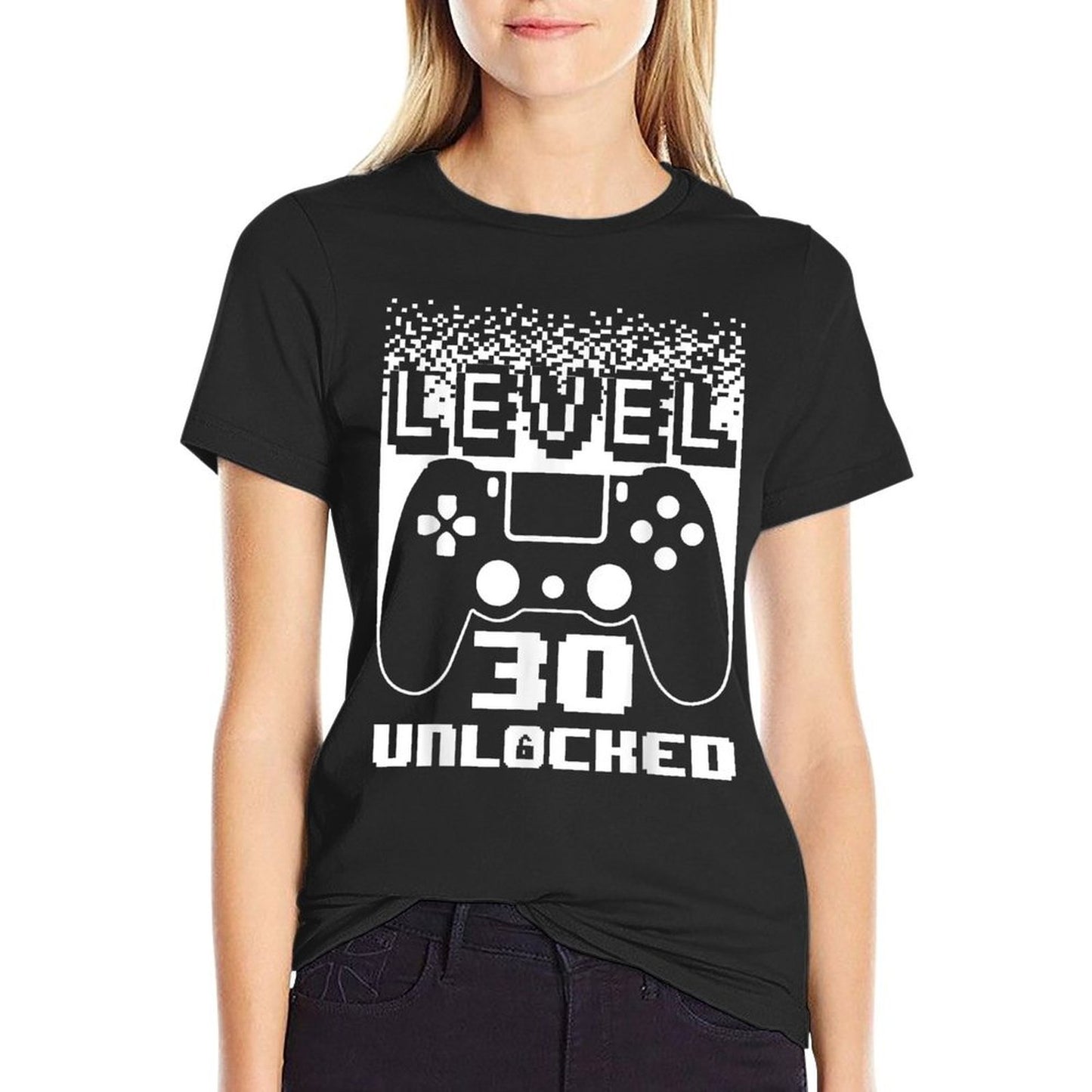 30th Birthday For Men Level 30 Unlocked Gamer 30 Year Old Trendy Pattern T-Shirt