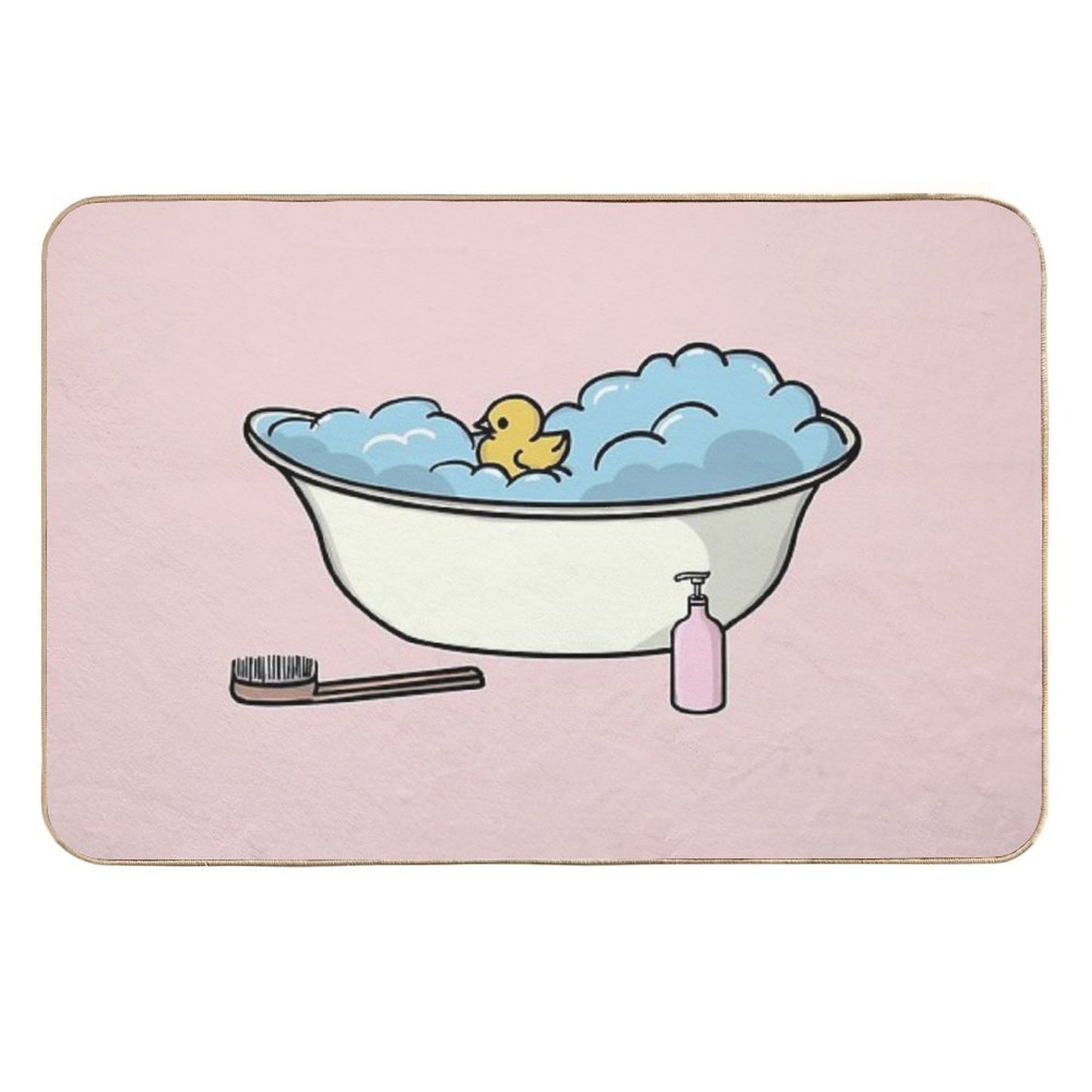 Bubble Bath Bathtub And Rubber Duck Durable Bath Mat