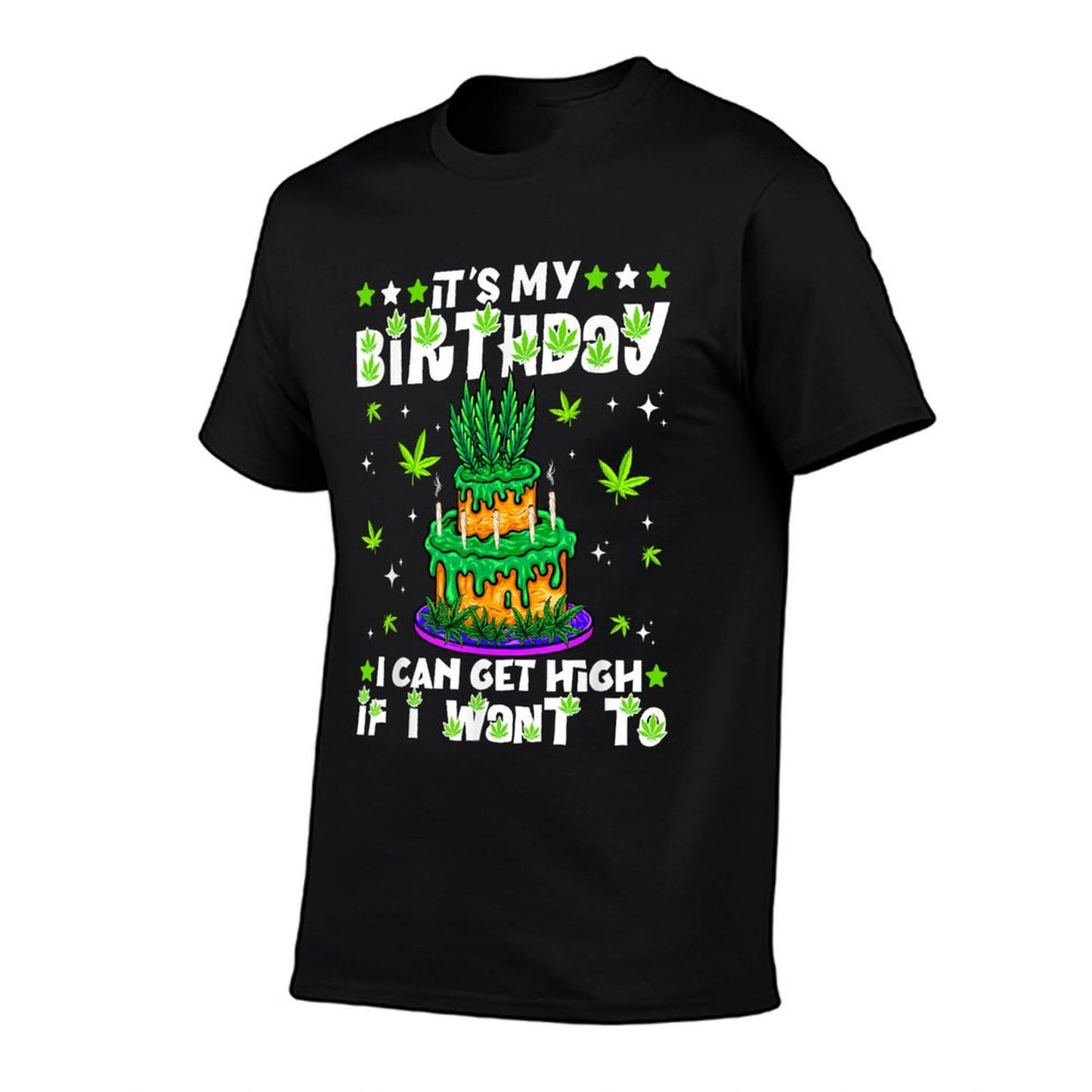 Funny Birthday Cannabis Marijuana 420 Cake Youth Dad Summer-ready Fabric T-Shirt