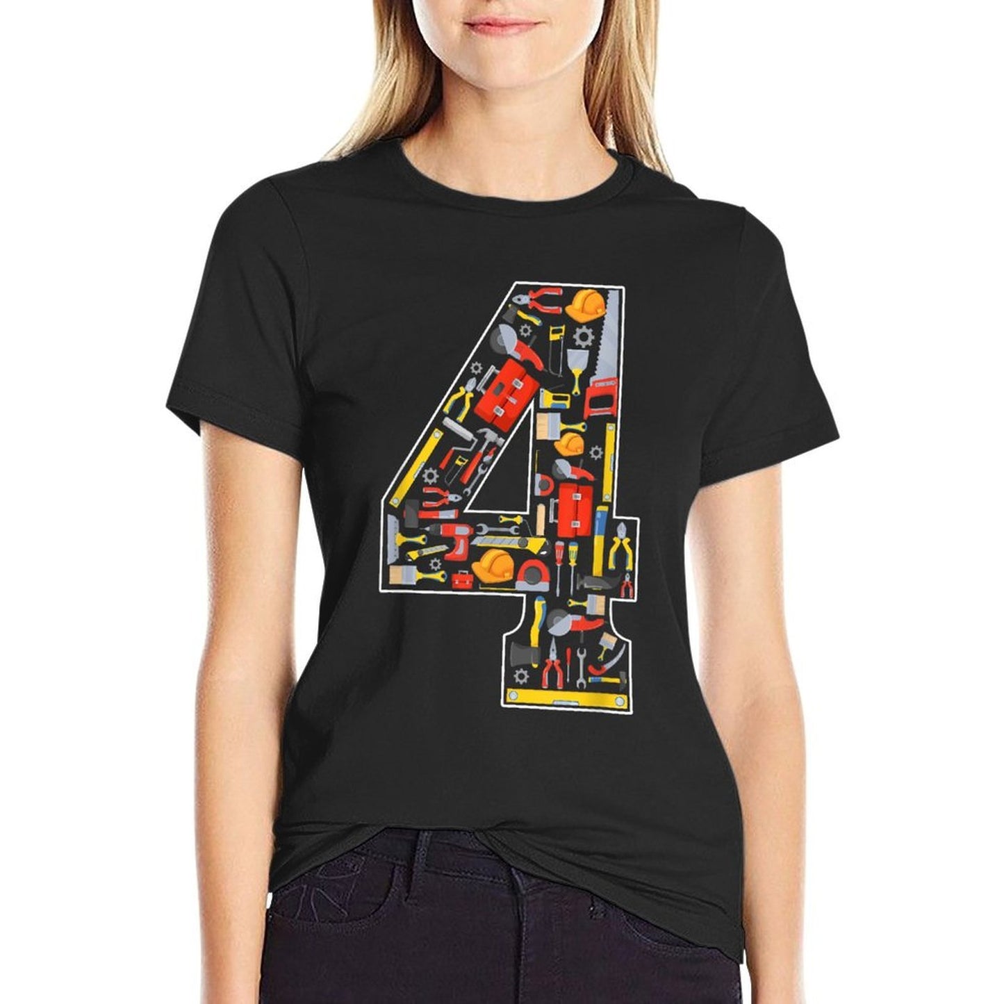 4th Birthday Construction Building Tools Kids 4 Year Old Odor-resistant T-Shirt