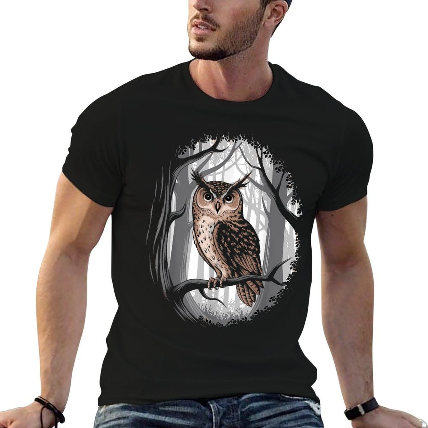 Wisdom Of The Forest Majestic Owl In Twilight Stretchy T-Shirt