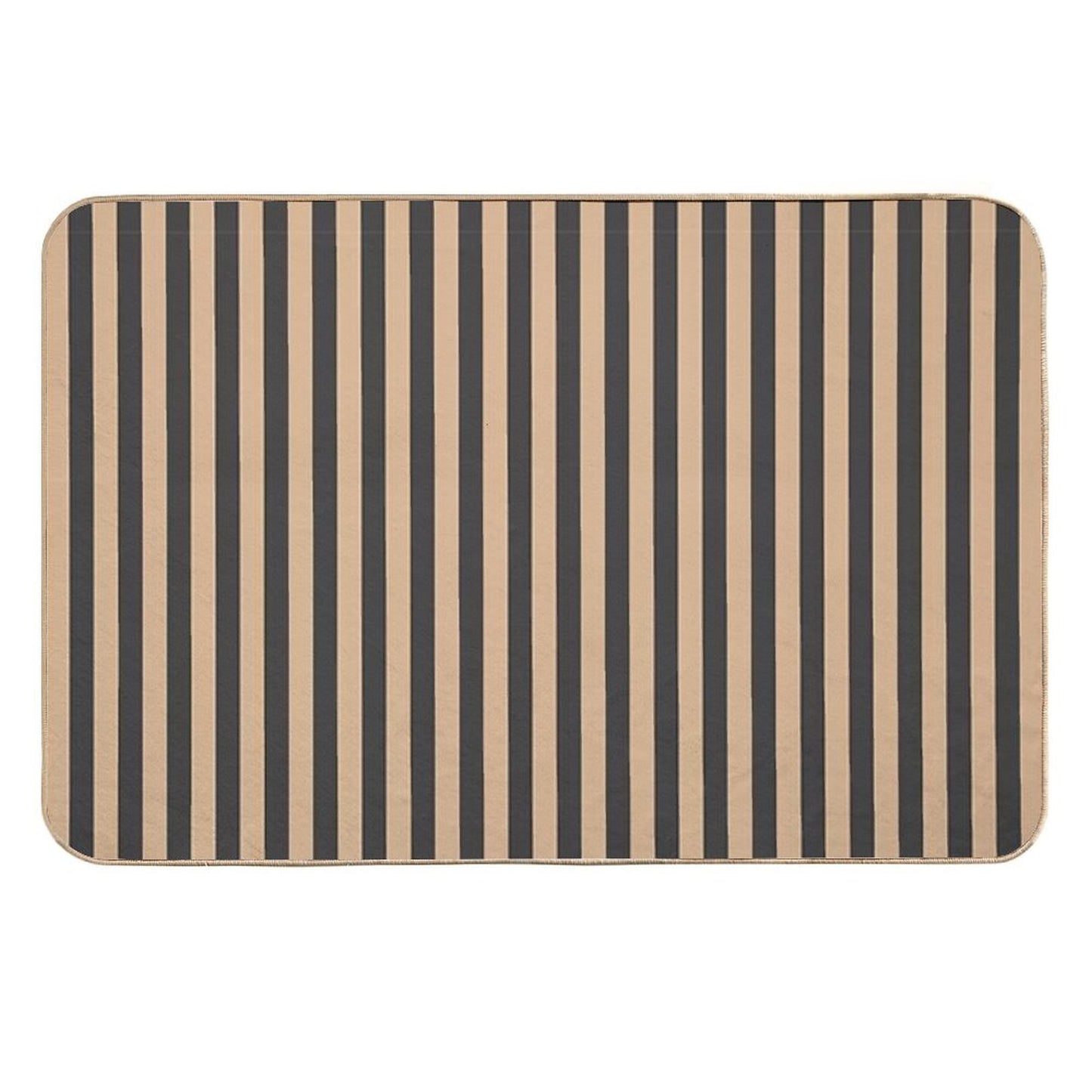 Black And Beige Stripped Pattern Dirt-Trapping Bath Mat