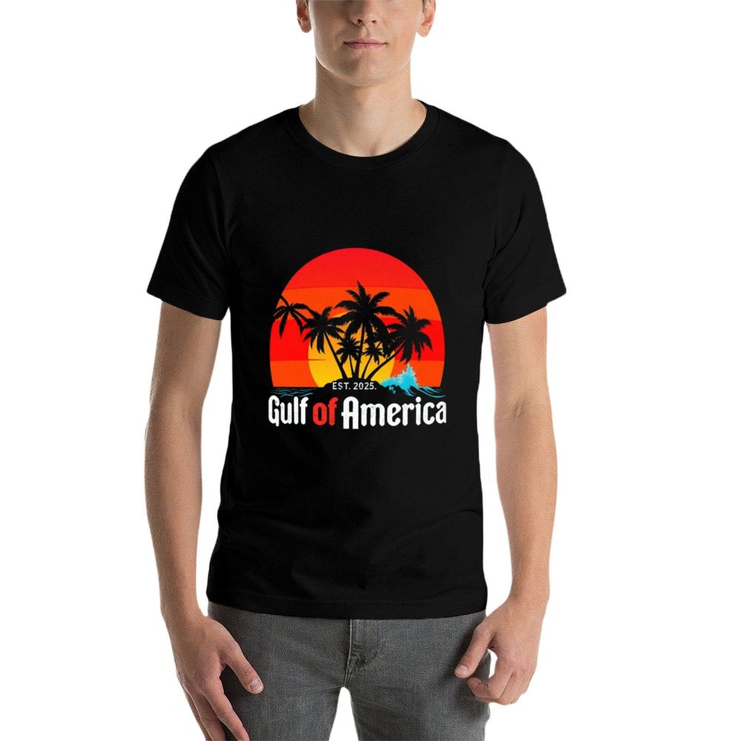 Retro Vintage Gulf Of US America 2025 American Flag Mexico Slim-fit Cut T-Shirt