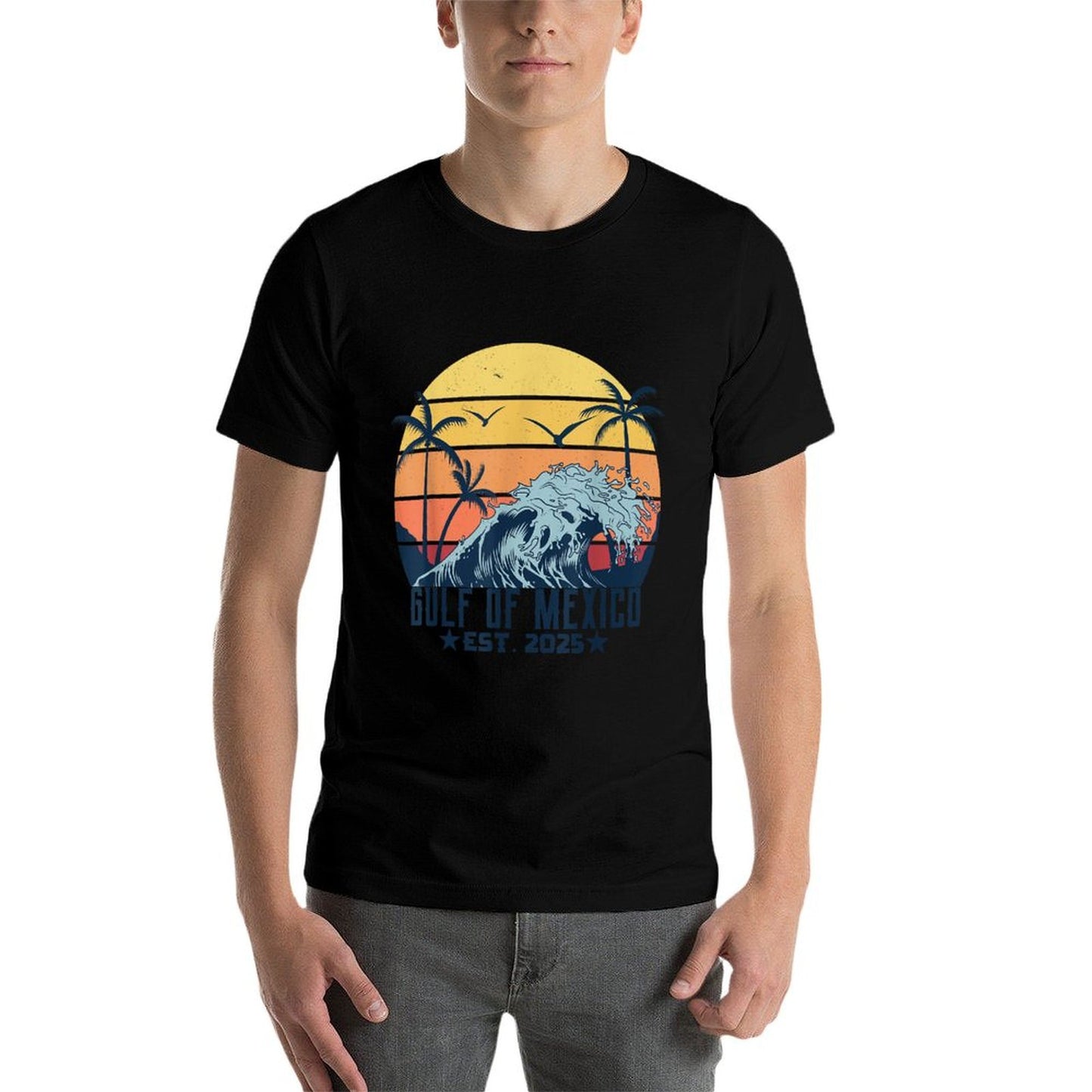 Retro Gulf Of USA America Est 2025 American Flag Gulf Mexico Durable T-Shirt
