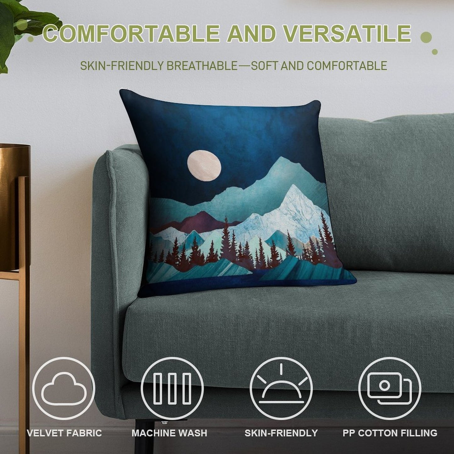 Moon Bay Soft Short Plush Fabric Throw Pillow