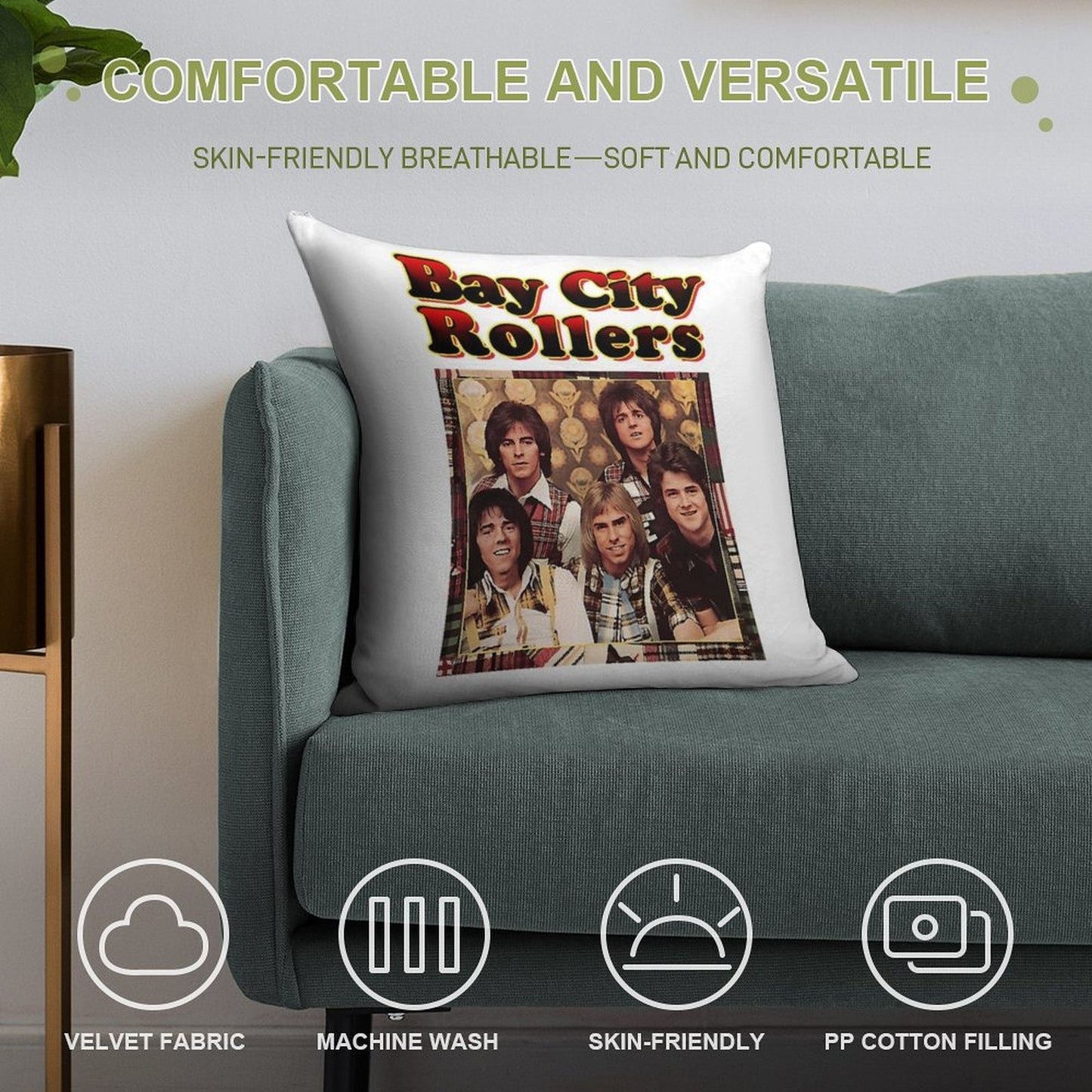 Bay City Rollerss Band Music Rock Gift For Fan Soft Home Decor Throw Pillow