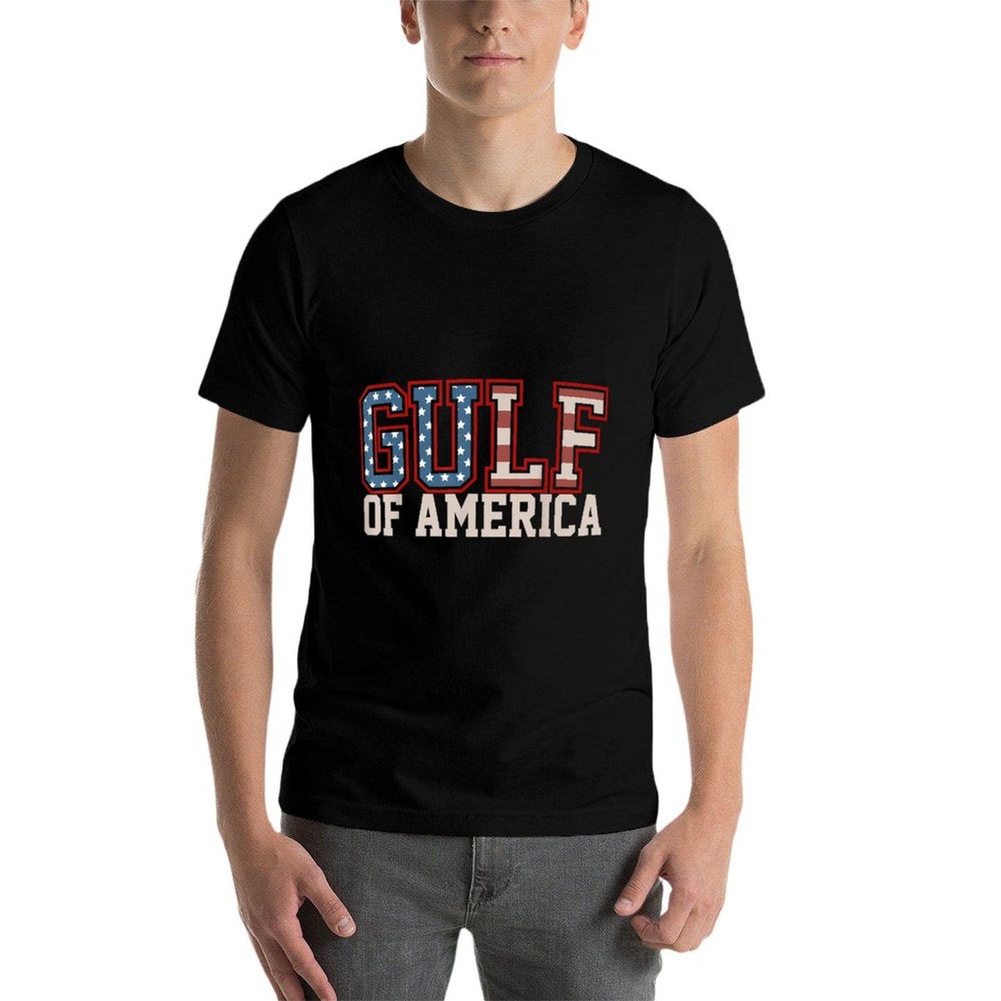 Vintage USA Flag Gulf Of USA America T Shirts Est 2025 Retro Ribbed Collar T-Shirt