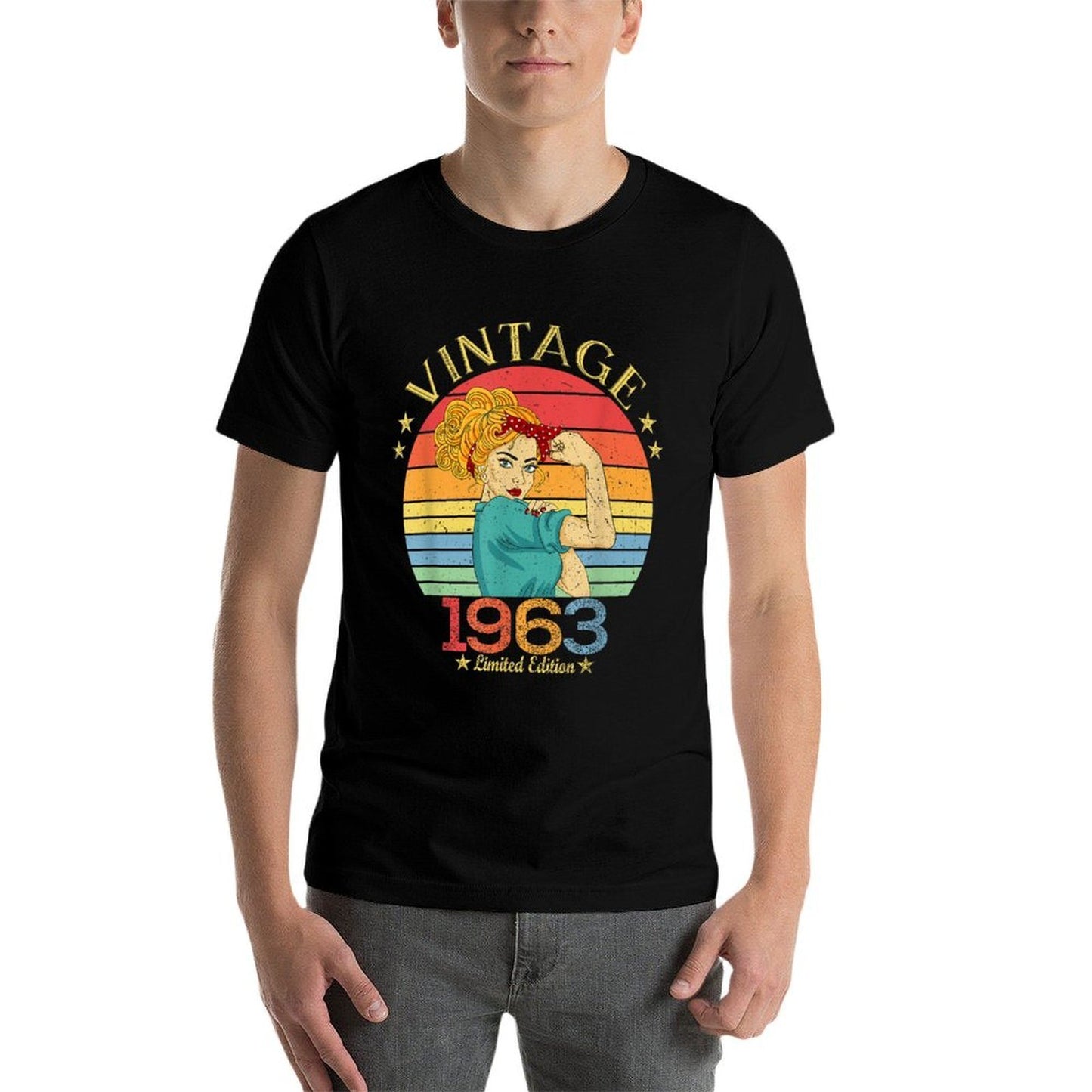 1963. Womens Gift Vintage 1963 Gifts for Women Born in 1963 Heathered Texture T-Shirt