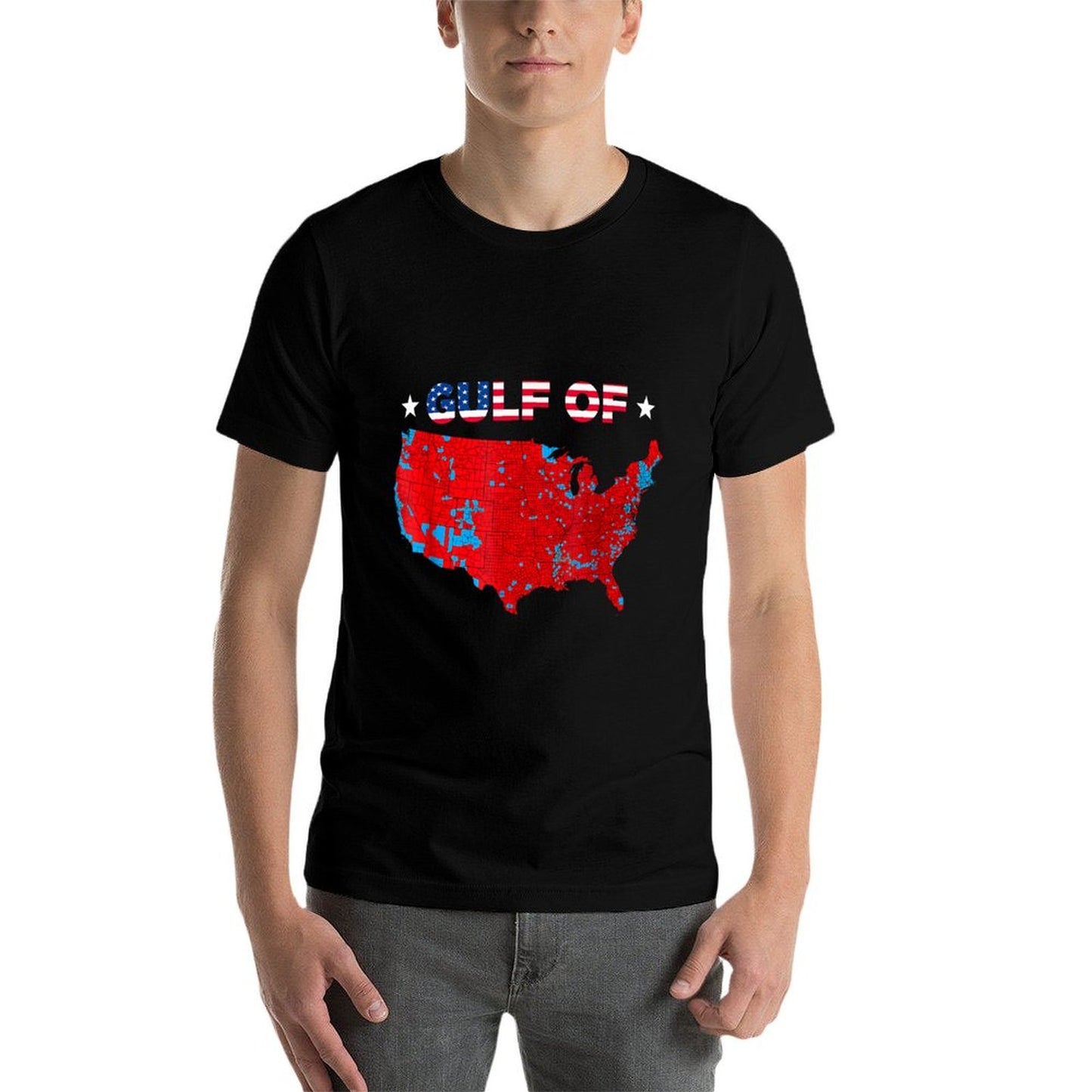 Gulf of USA America Funny USA Flag Mens Womens Heathered Texture T-Shirt