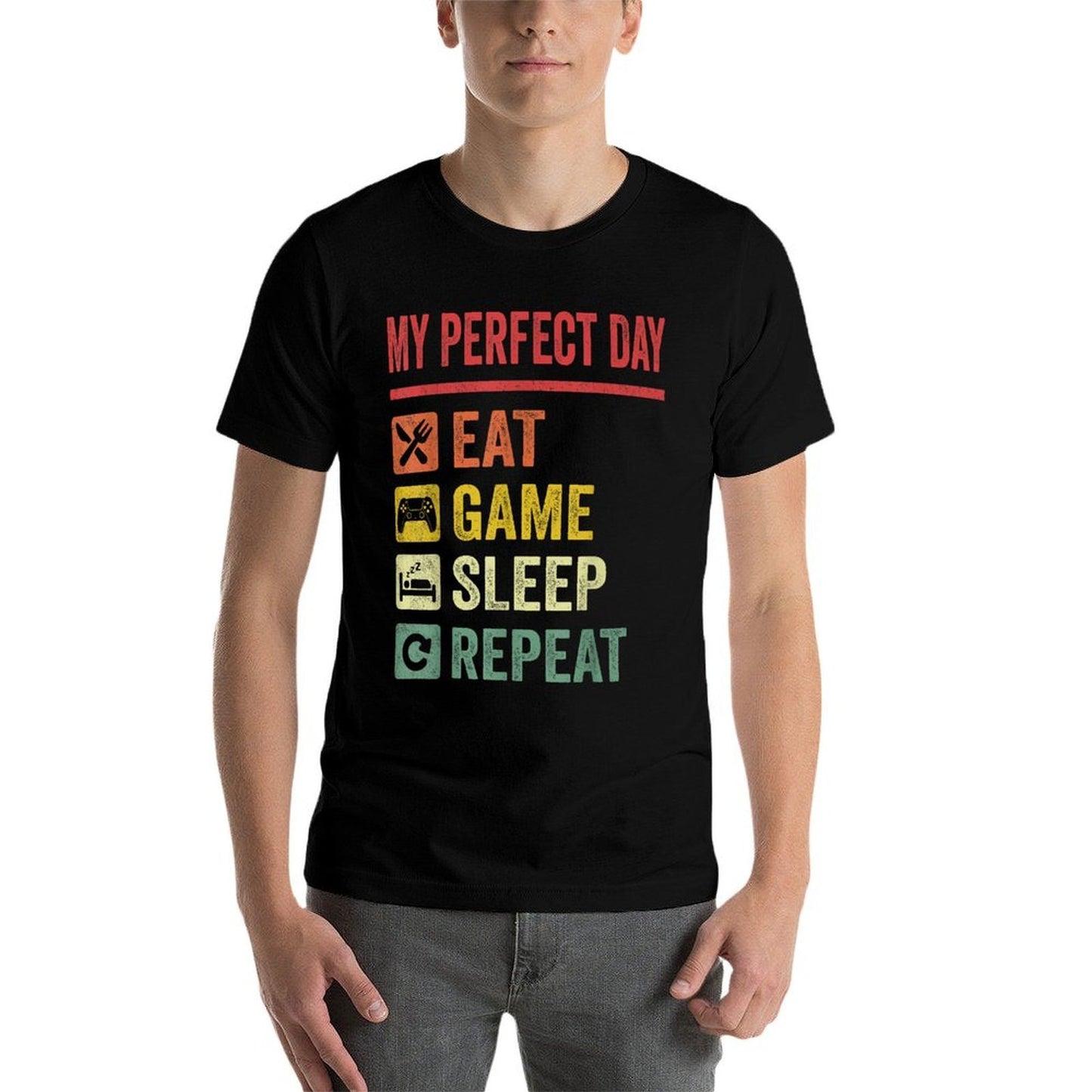 My Perfect Day Video Games Funny Cool Gamer Gift Comfortable T-Shirt