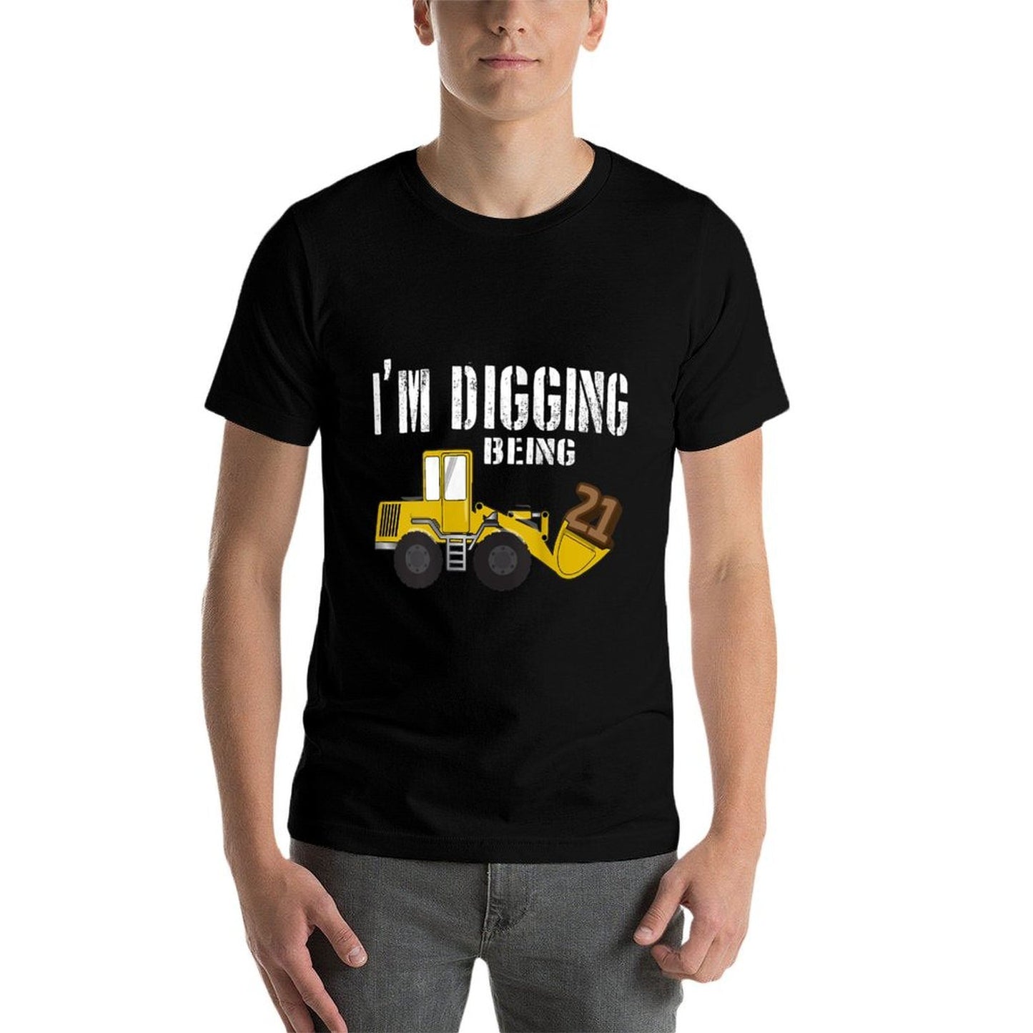 21st Birthday - Construction, 21 Year Old Bday Rolled Sleeves T-Shirt