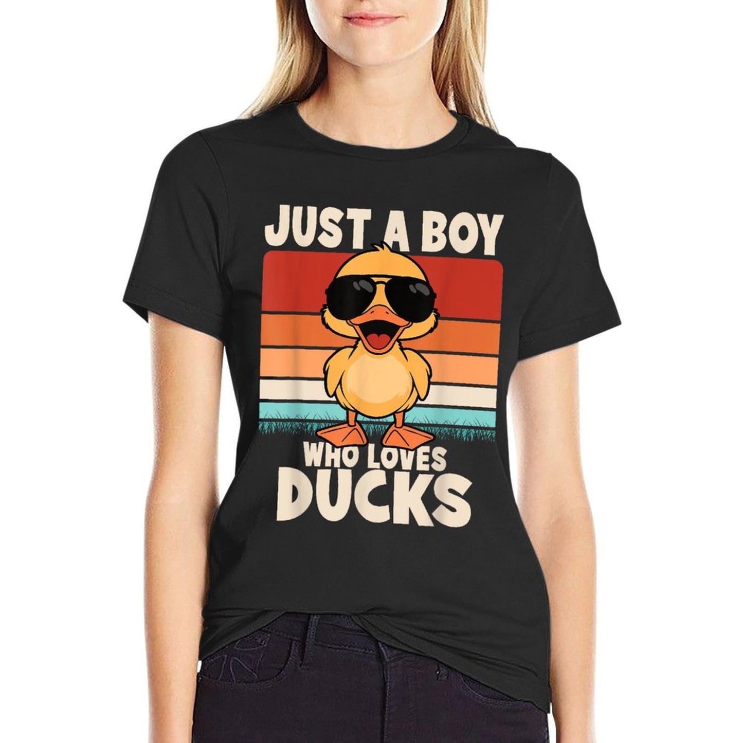 Just A Boy Who Loves Ducks Funny Duck Boys Kids Polyester Blend T-Shirt