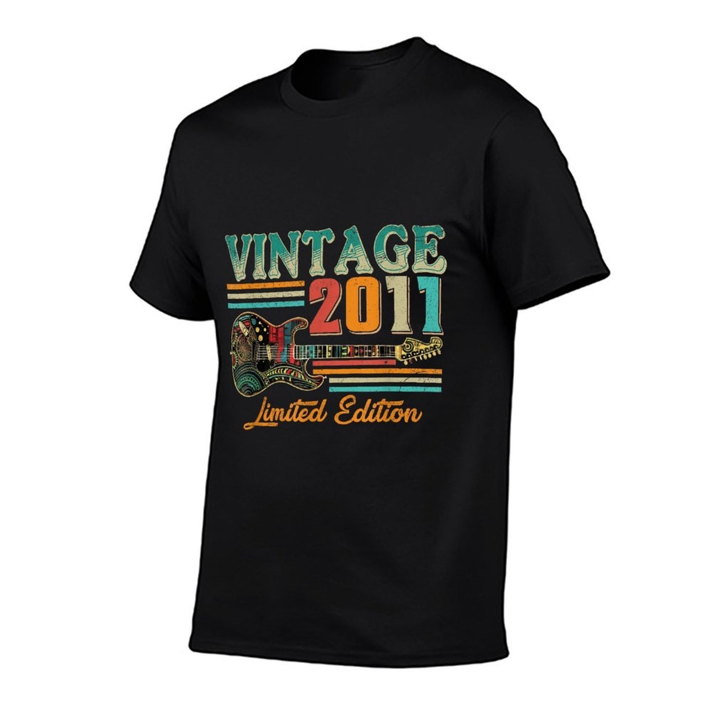 14 Years Old Gifts Vintage 2011 14th Birthday Guitar Lover Oversized Silhouette T-Shirt