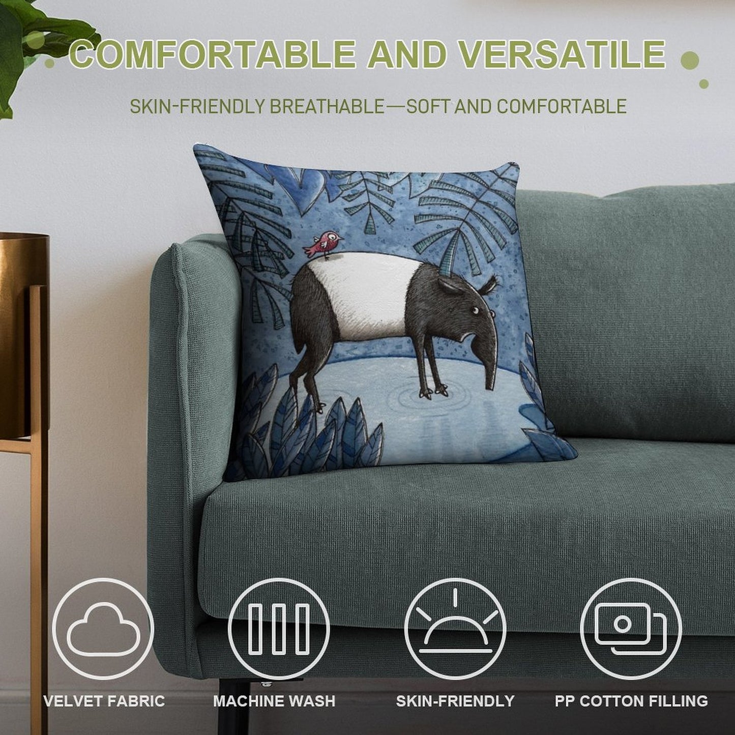 Welcome To The Jungle - Tapir - Schabrackentapir Soft Ultra-Soft Texture Throw Pillow