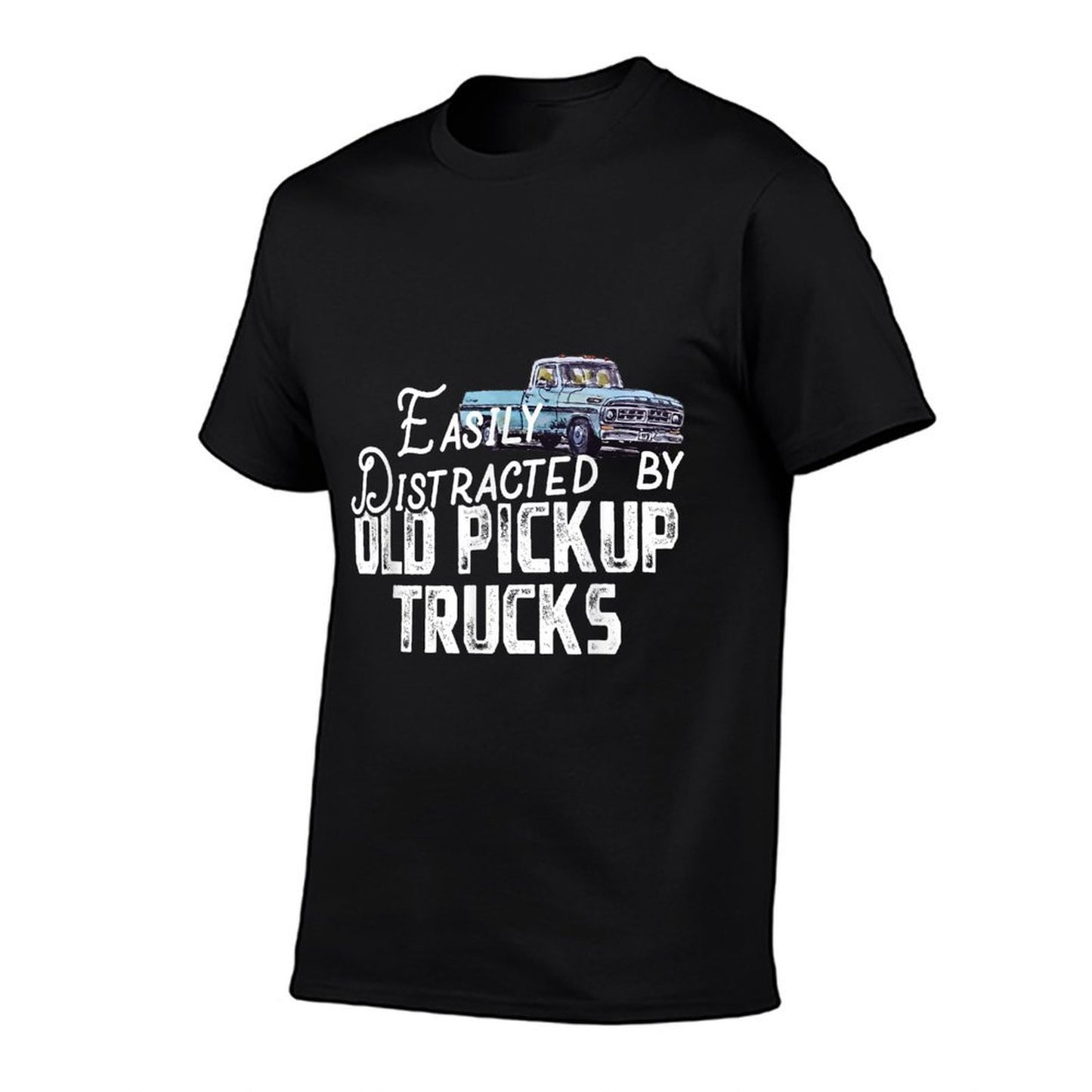 Easily Distracted By Old Pickup Trucks - Cute Trucker Heathered Texture T-Shirt