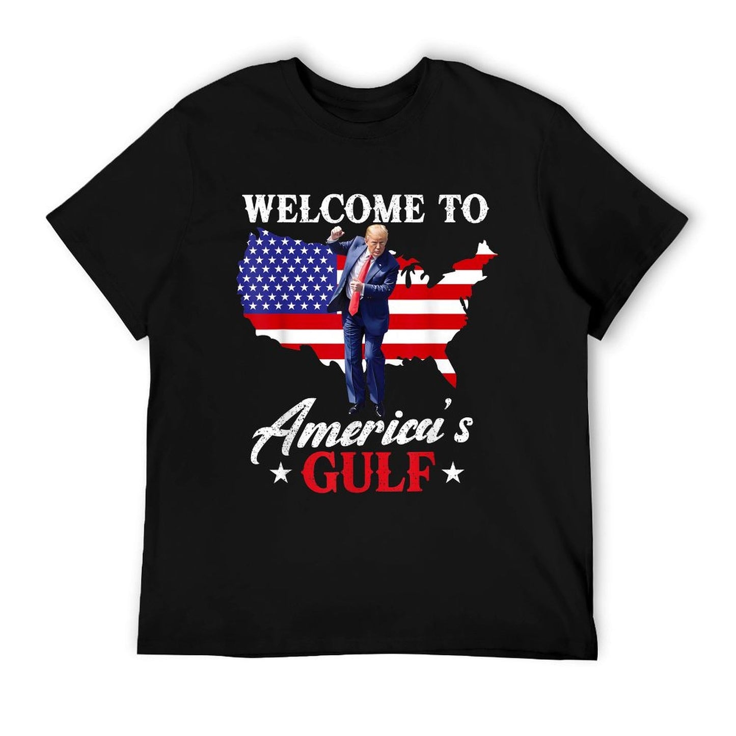 Gulf of USA America Funny USA Flag Slim-fit Cut T-Shirt