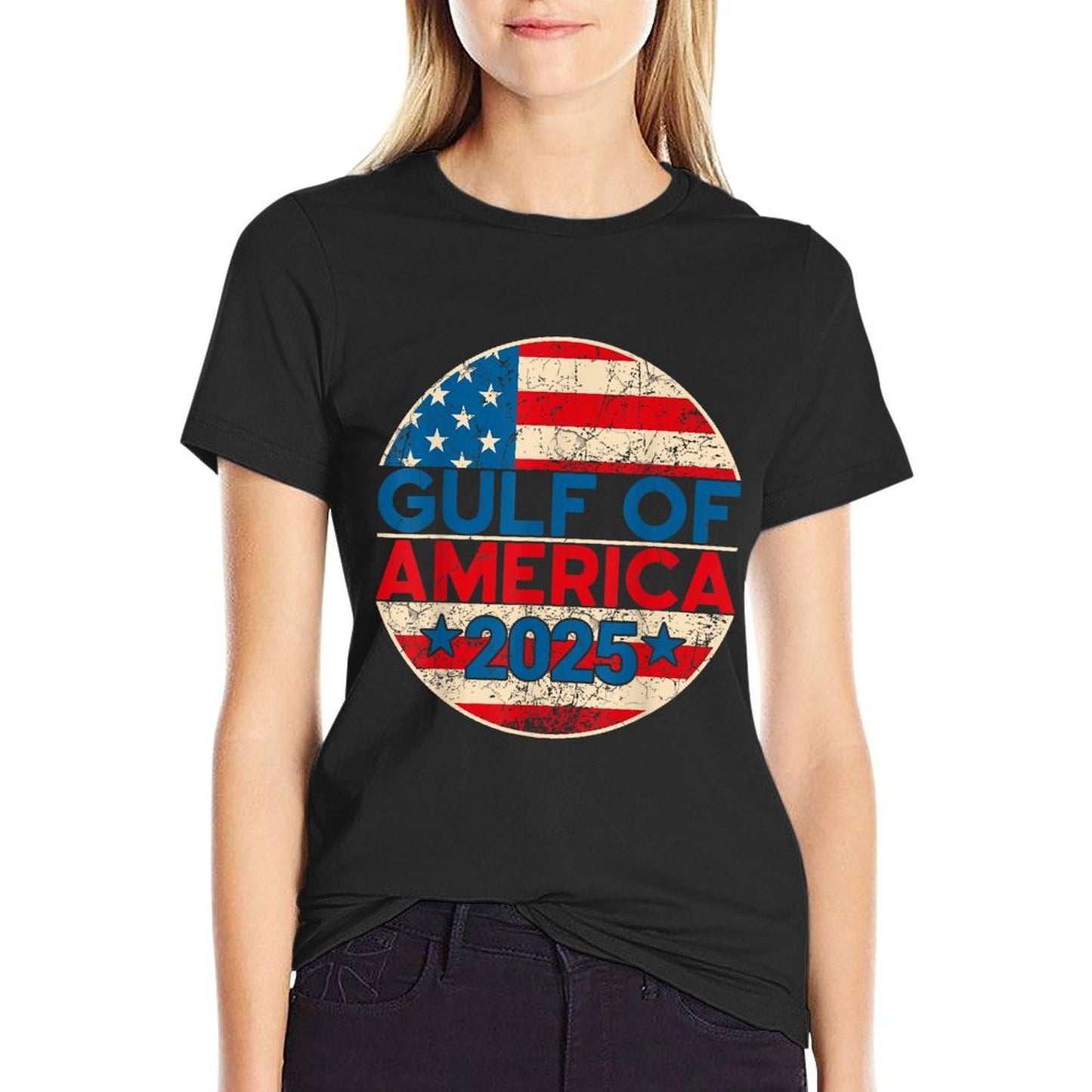 Vintage Gulf of United States of America Patriotic Flag Breathable T-Shirt