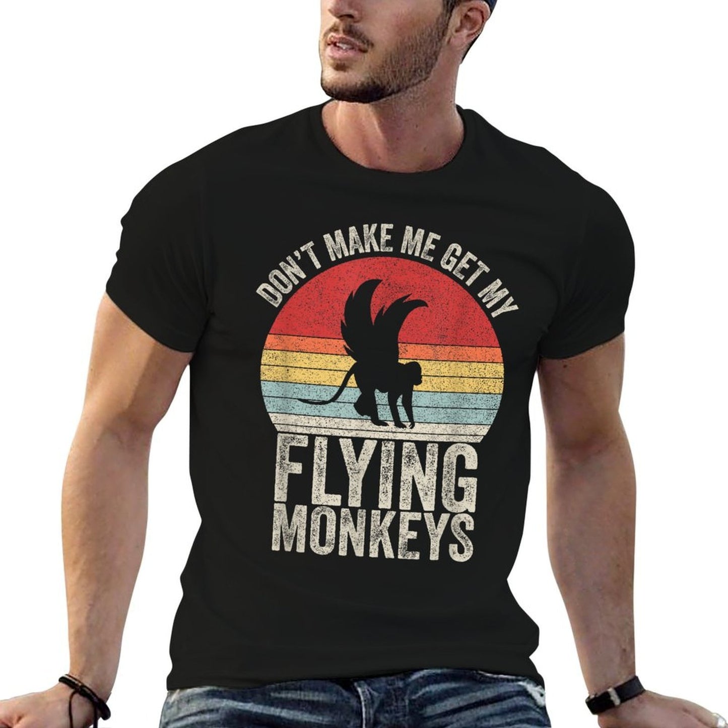 Vintage Retro Don't Make Me Get My Flying Monkeys Graphic-printed T-Shirt