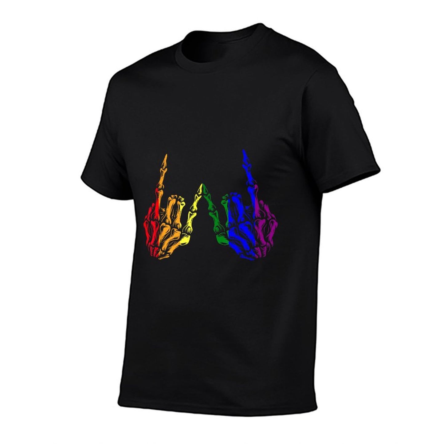 Skeleton Rock Hand LGBT-Q Cool Rainbow Gay Pride Ally Heathered Texture T-Shirt