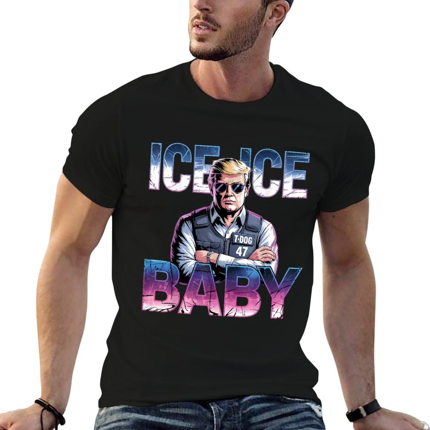 Trump Ice Ice Baby Funny Retro Heathered Texture T-Shirt