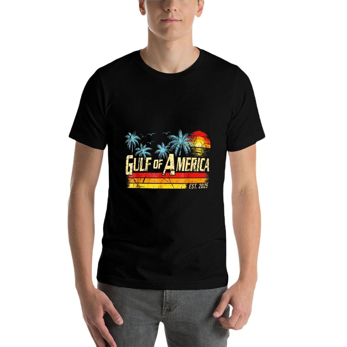Retro Gulf Of USA America Est 2025 American Flag Odor-resistant T-Shirt