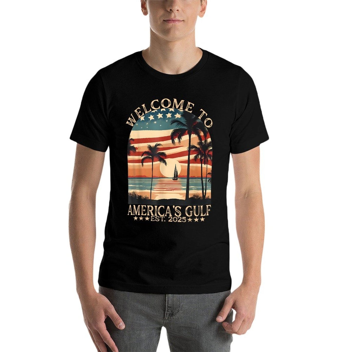 Gulf Of Us America, America's Gulf Us Flag 2025 High-quality Stitching T-Shirt